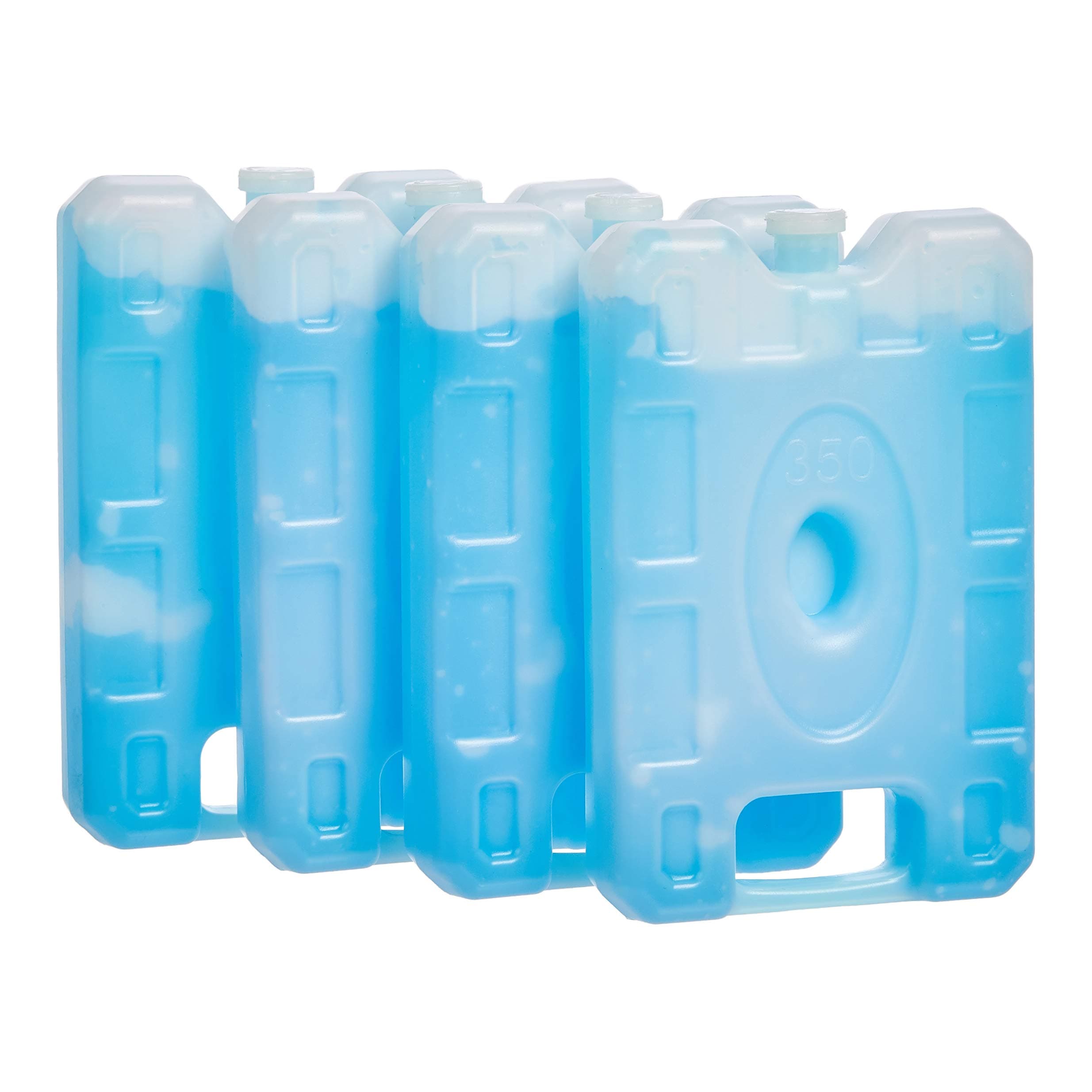 Amazon Basics Reusable Hard Sided Ice Packs for Lunch Boxes, Stay Cold, No Leak, BPA Free, Rectangular, 6.5" x 4.3" x 1.2", Blue, 4-Pack