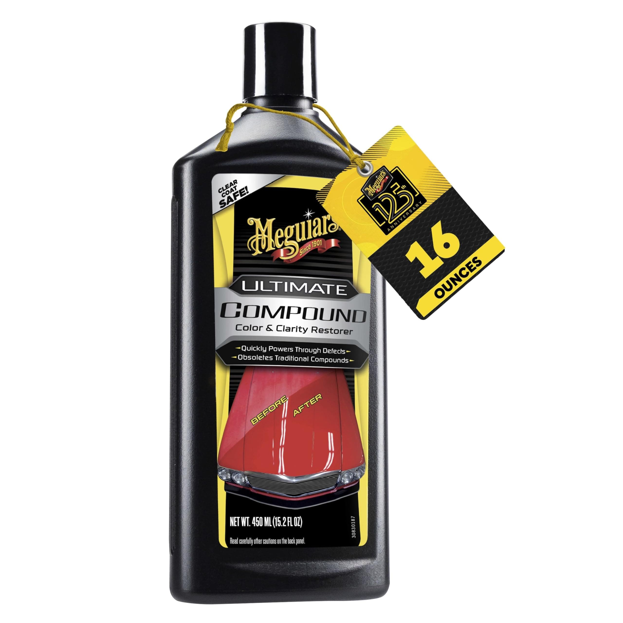 Meguiar’s Ultimate Compound, Pro-Grade Car Scratch Remover for Paint Correction, Removes Swirls and Defects While Restoring Gloss and Shine, Christmas Gifts for Car Guys, 15.2 Oz