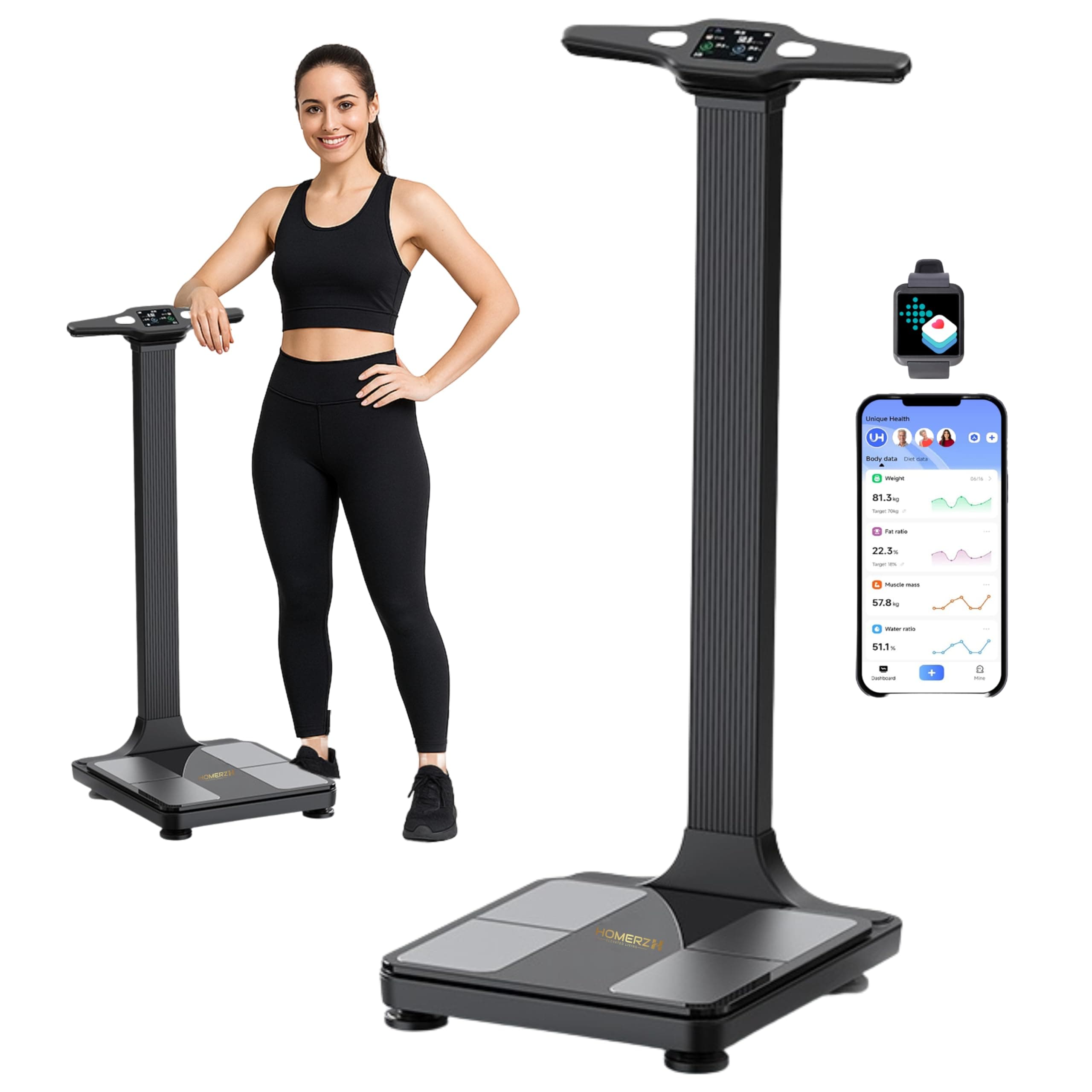 Smart Scale Pro Max – Bend-Free Smart Scale with BMI, Body Fat, Muscle Mass, Full Body Composition Scale with Digital Weight Tracking, Body Scan Scale with Handle, Body Fat Scanner