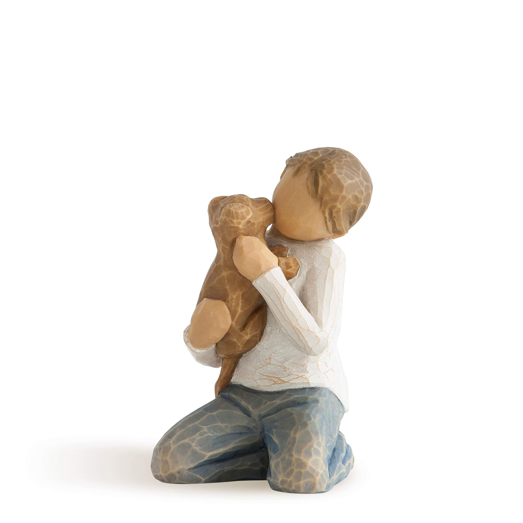 Willow Tree Kindness (boy), Above All, Kindness, Boy in Blue Jeans Holding Dog, Works Well in Groupings That Reflect Family Relationships, Pet Owners, Animal Lovers, Sculpted Hand-Painted Figure