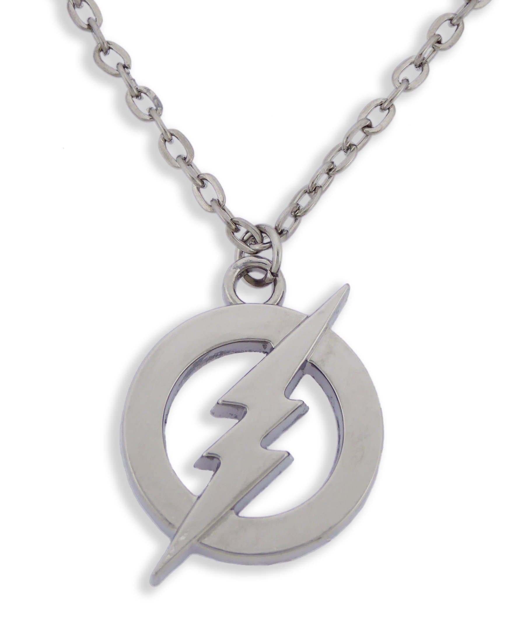Flash Dc Comics Symbol Die Cut Outline Silver Finished Necklace Dog Tag Pendant.