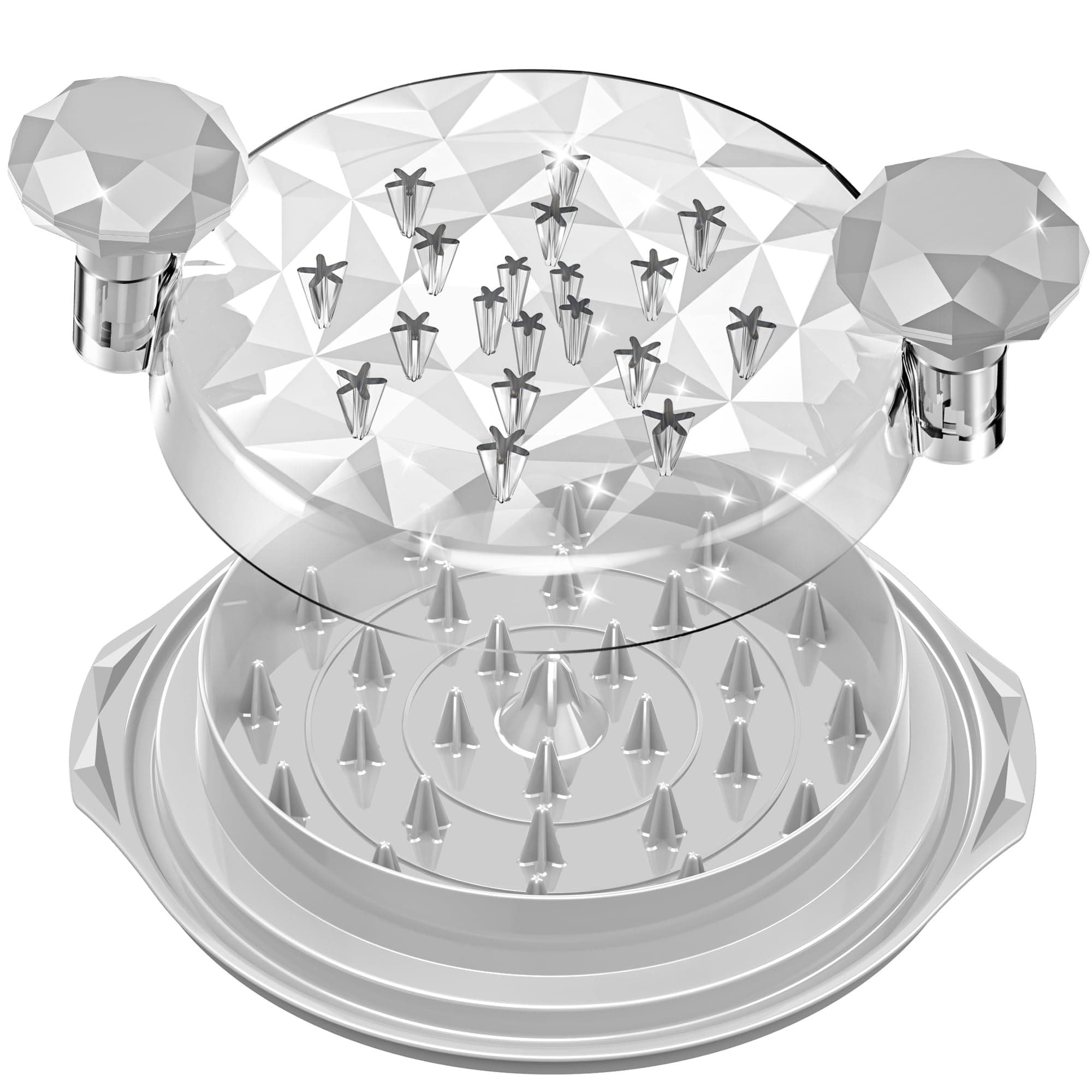 Chicken Shredder Tool Twist Large with Brush, 10" Pro Visible Kitchen Meat Shredder Grinder Machine, Strong Anti-Slip Base, Ergonomic Handle, BPA Free, Suitable for Steak Pork Chicken Breast (Gray)