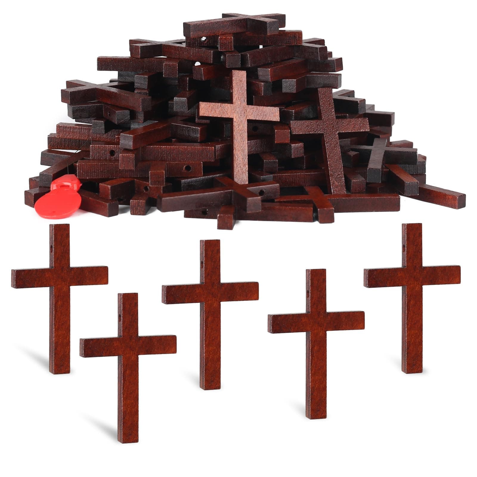 Srefaka 72 Pcs Mini Wooden Crosses - Bulk Pack for Crafts, Easter & Christmas Gifts