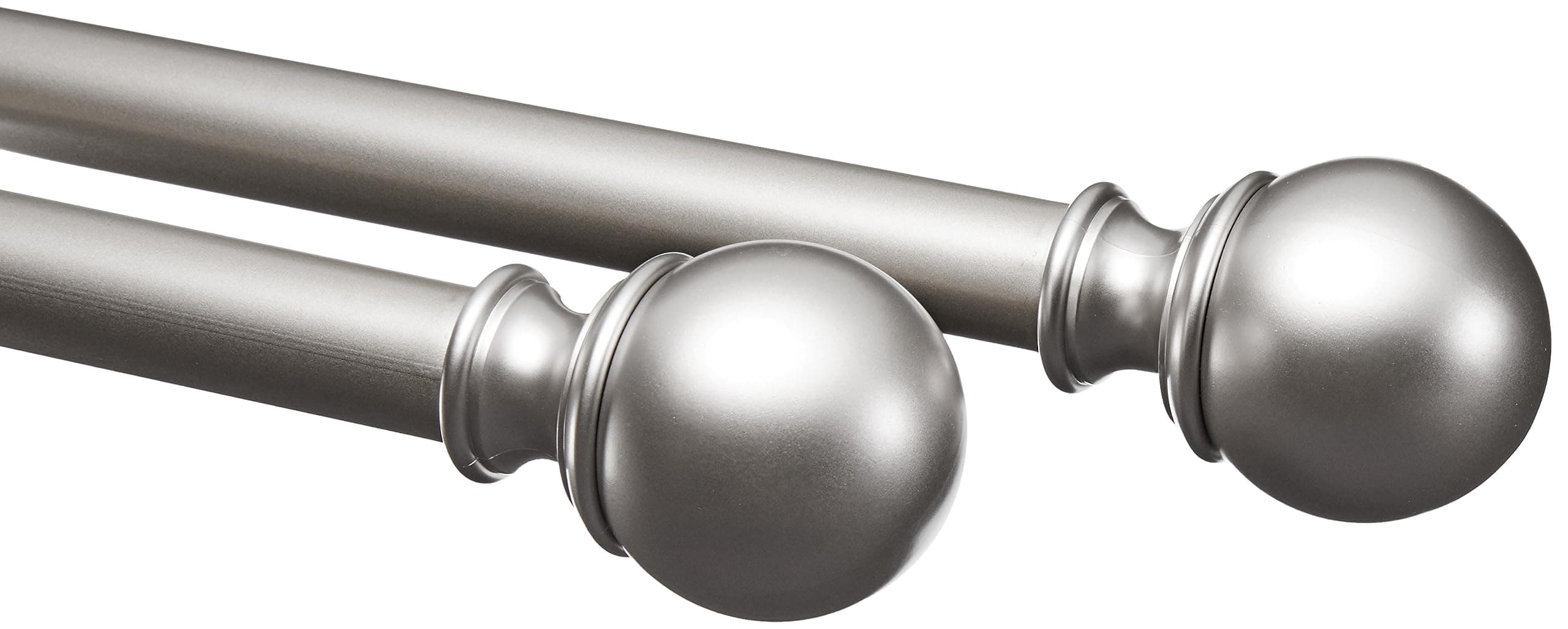 Amazon Basics Extendable Window Curtain Pole with Ball Finials, 19 mm Diameter, 183 to 366 cm, Nickel
