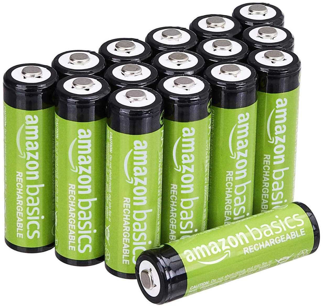 Amazon Basics 16-Pack Rechargeable AA NiMH Batteries, 2000 mAh, 1.2V, Recharge up to 1000x Times, Pre-Charged