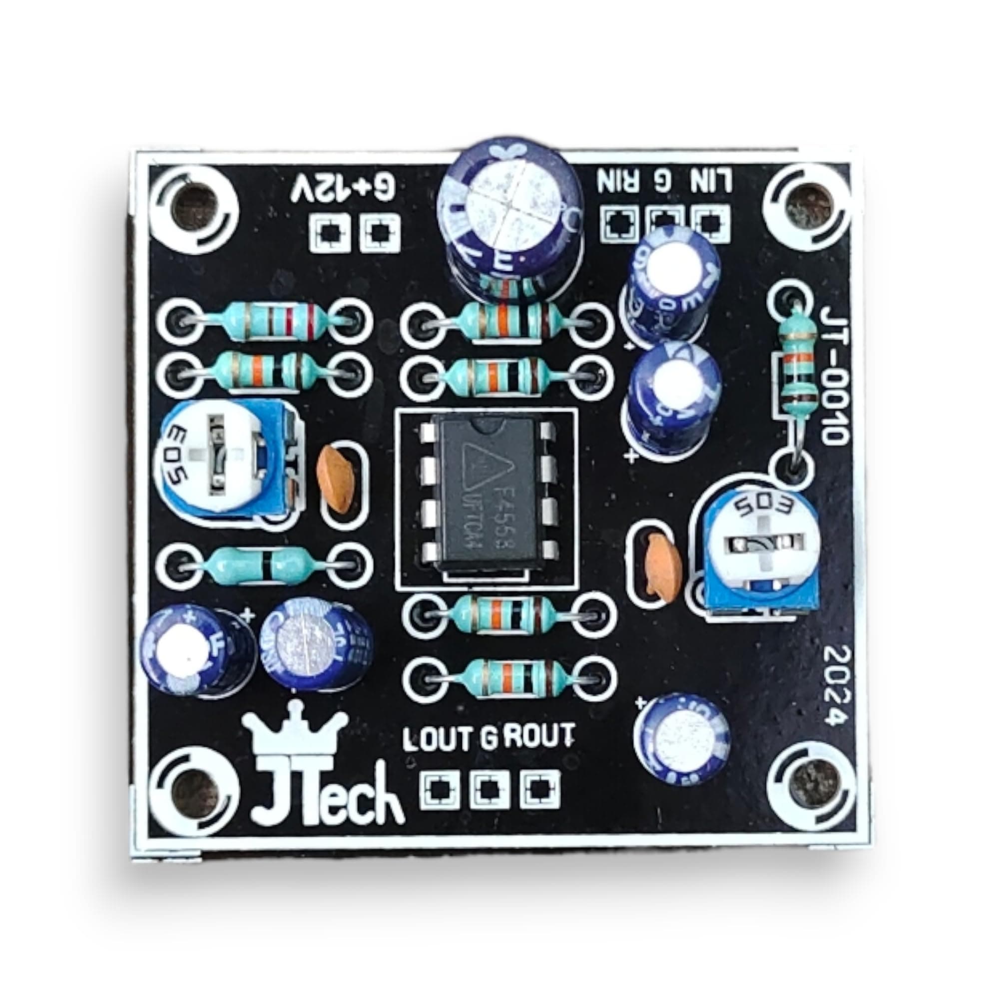2 Channel Stereo Gainer With Noise Filter|Use in USB-AUX-TV-DTH-Mobile-Amplifying Signals|Sound Booster for Low Volume | 12V DC| Individual Gain Adjustment Controls.4558IC Model