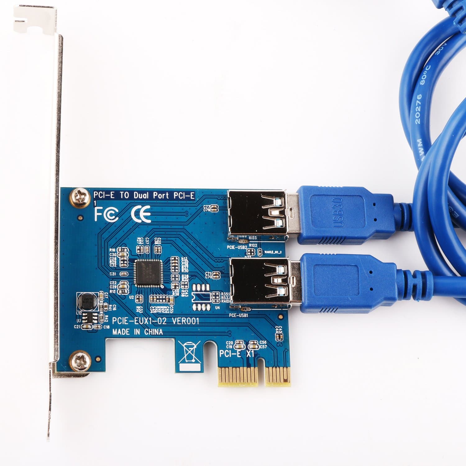 Ubit 2 in 1 PCI-E Riser Adapter Board USB3.0 PCI-E Rabbet- Ethereum Mining ETH (EUX102 (2 in 1))