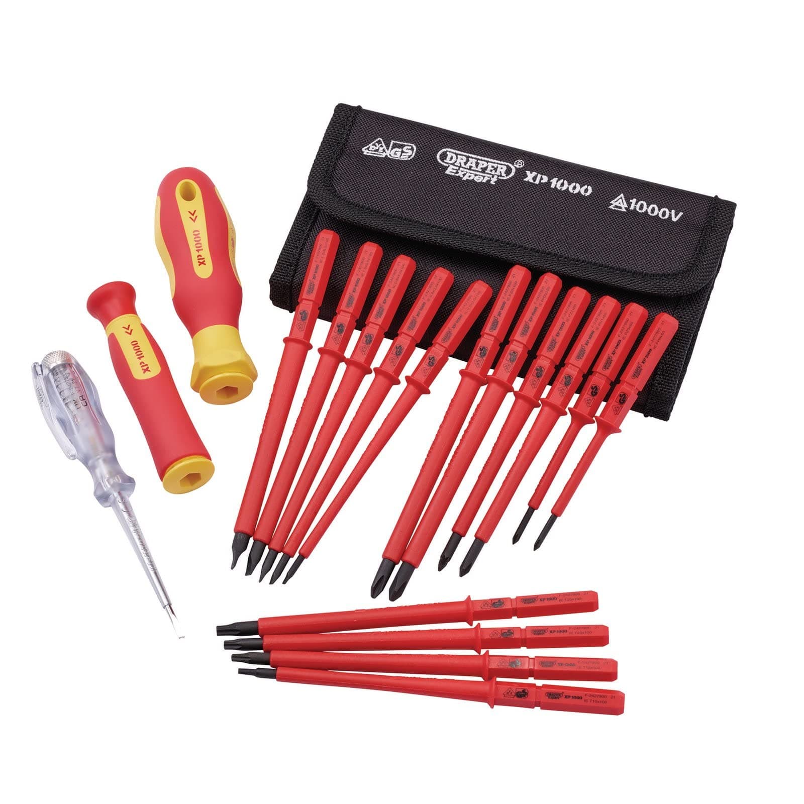 XP1000 18 Piece Precision Screwdriver Set | VDE Dual Insulated Interchangeable Blade | Electrical Tool Driver Set | Hand Tools Set | 05776
