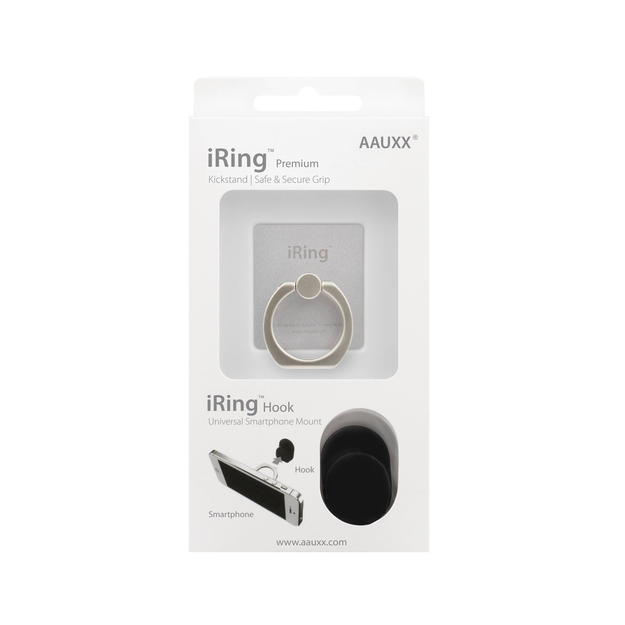 iRingPremium, 3 in 1 Hand Grip Ring and Mount for Mobile Phones - Designed by Aauxx silver