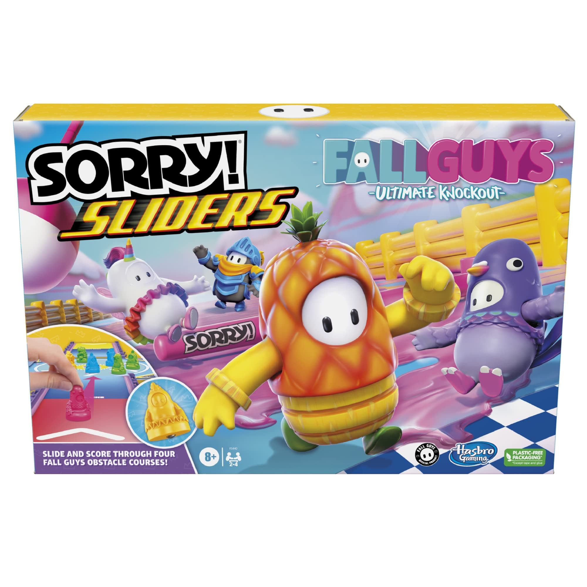 Hasbro Gaming Sorry! Sliders Fall Guys Ultimate Knockout Board Game for Kids Ages 8 and Up, Exciting Twist on The Classic Hasbro Family Board Game