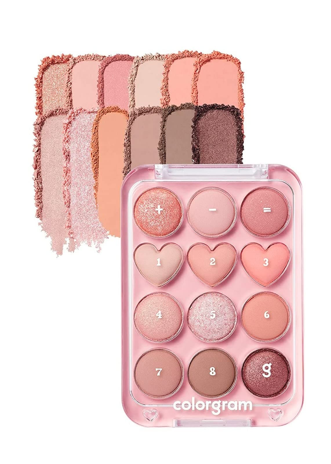 Pin Point Eyeshadow Palette 01 Peach+Coral= | Ultra-Blendable Matte, Glitter, Shimmer Shades for Daily Makeup | K-Beauty Eye Palette with Easy-to-Use Calculator Design