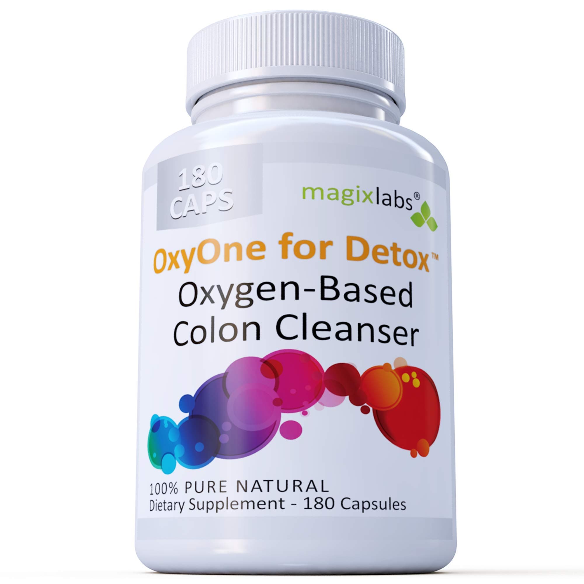OxyOne for Detox – Powerful All Natural Oxygen-Based Colon Cleanser (Oxy Magnesium Powder) for Cleanse + Detox - 180 caps