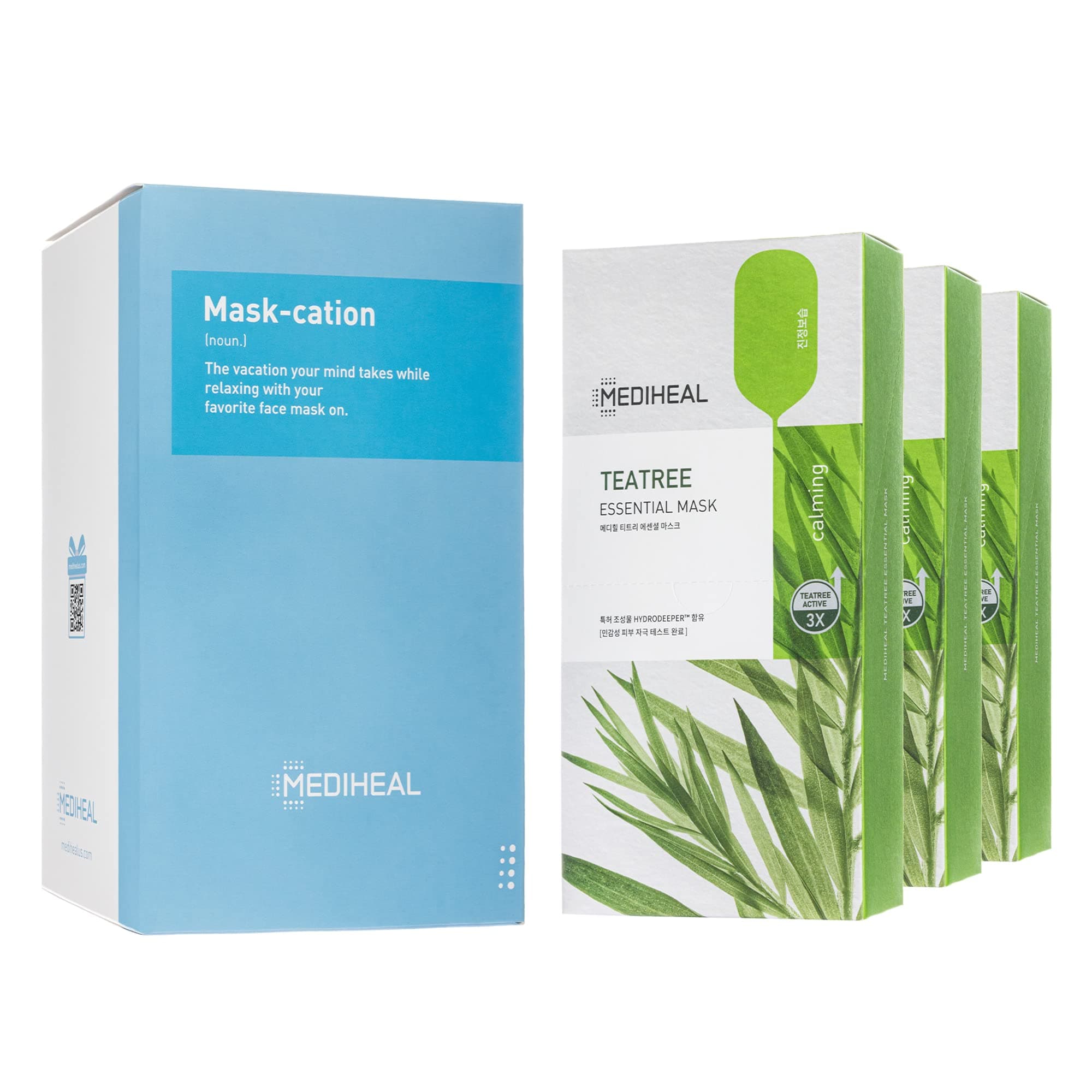 MEDIHEAL Essential Mask (Tea Tree), 0.8 fl oz (24 ml) x 30 Sheets, Essential Mask (Teatree) 0.9 fl oz (24 ml) x 30 P
