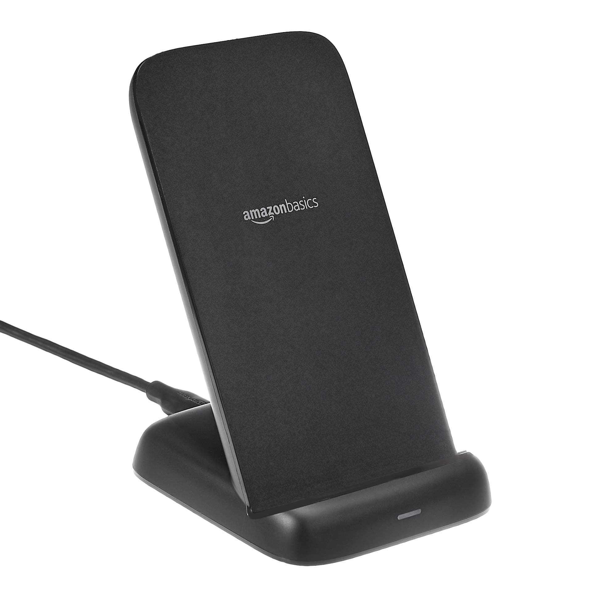 10W Qi Certified Wireless Charging Stand for Phone 16/15/14/13/12/11/X, Samsung, and More, with USB Cable, Black (No AC Adapter)