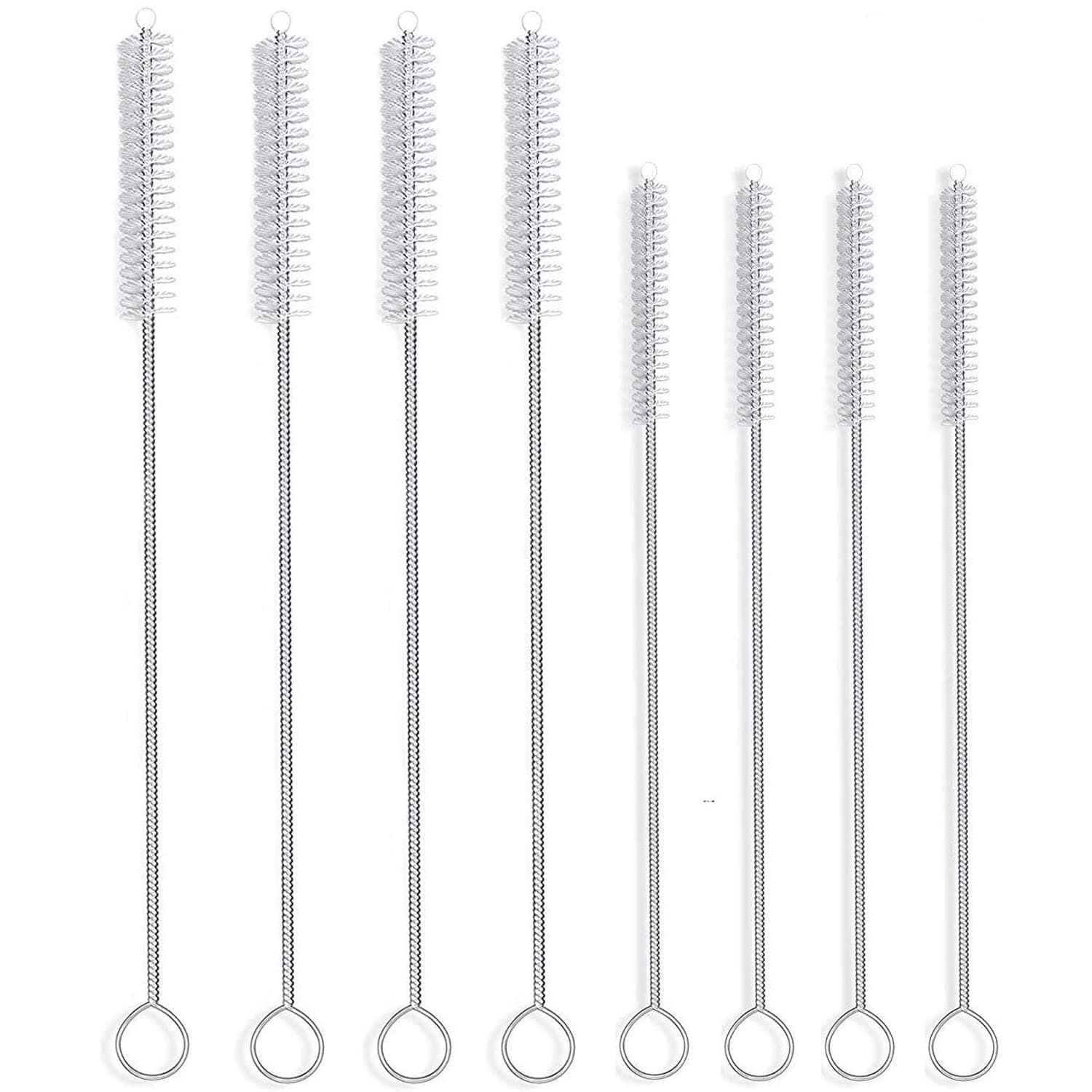 ALINK Extra Wide Drinking Straw Cleaning Brush Kit, Pack of 8, 4-pcs 9" x 12 mm Cleaner for Boba Smoothie Straws, 4-pcs 7.5" x 7 mm Cleaner for Stainless Steel Tumbler Straws