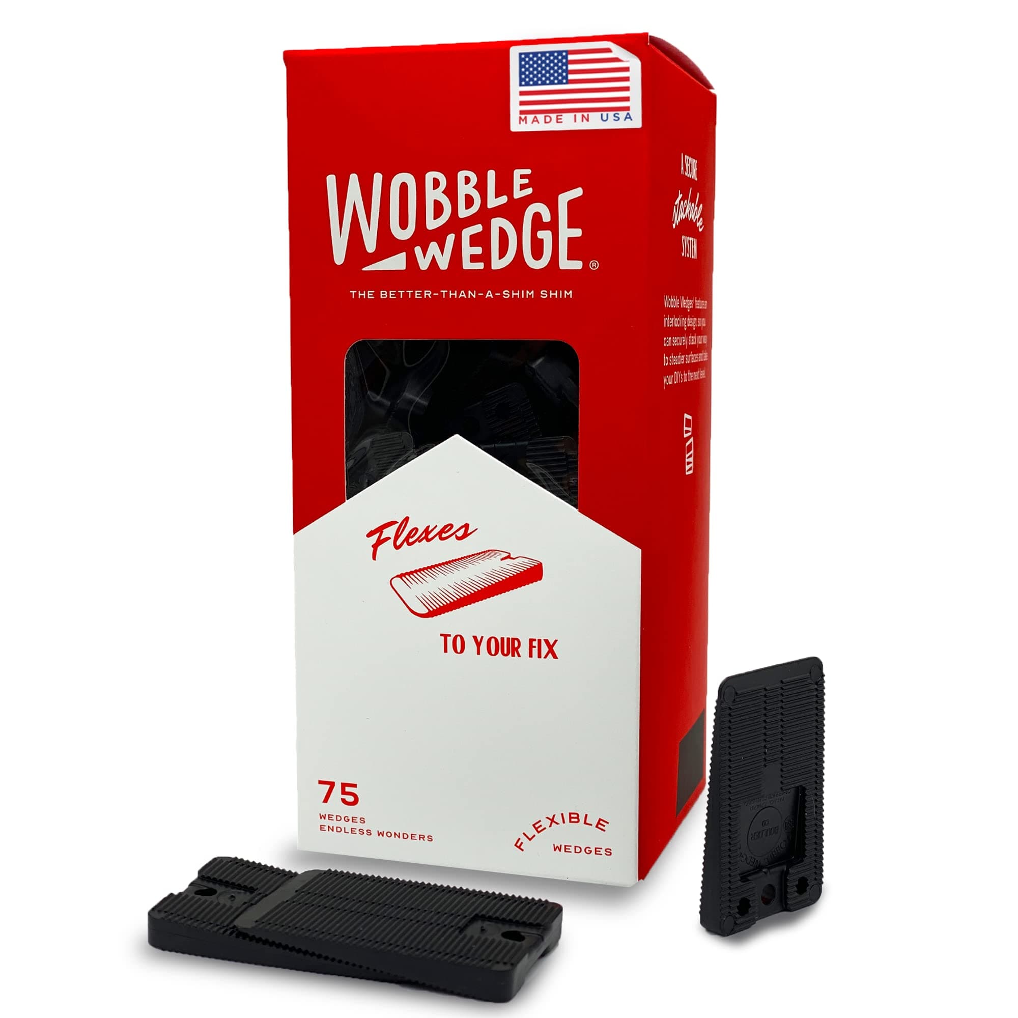WOBBLE WEDGES Multi-Purpose Shims-Soft Black 75 ea -Easy to Trim -Protect Delicate Surfaces -Level Restaurant Tables, Household Furniture and Plumbing Fixtures -Use as Clamping Pad on Angled Surface