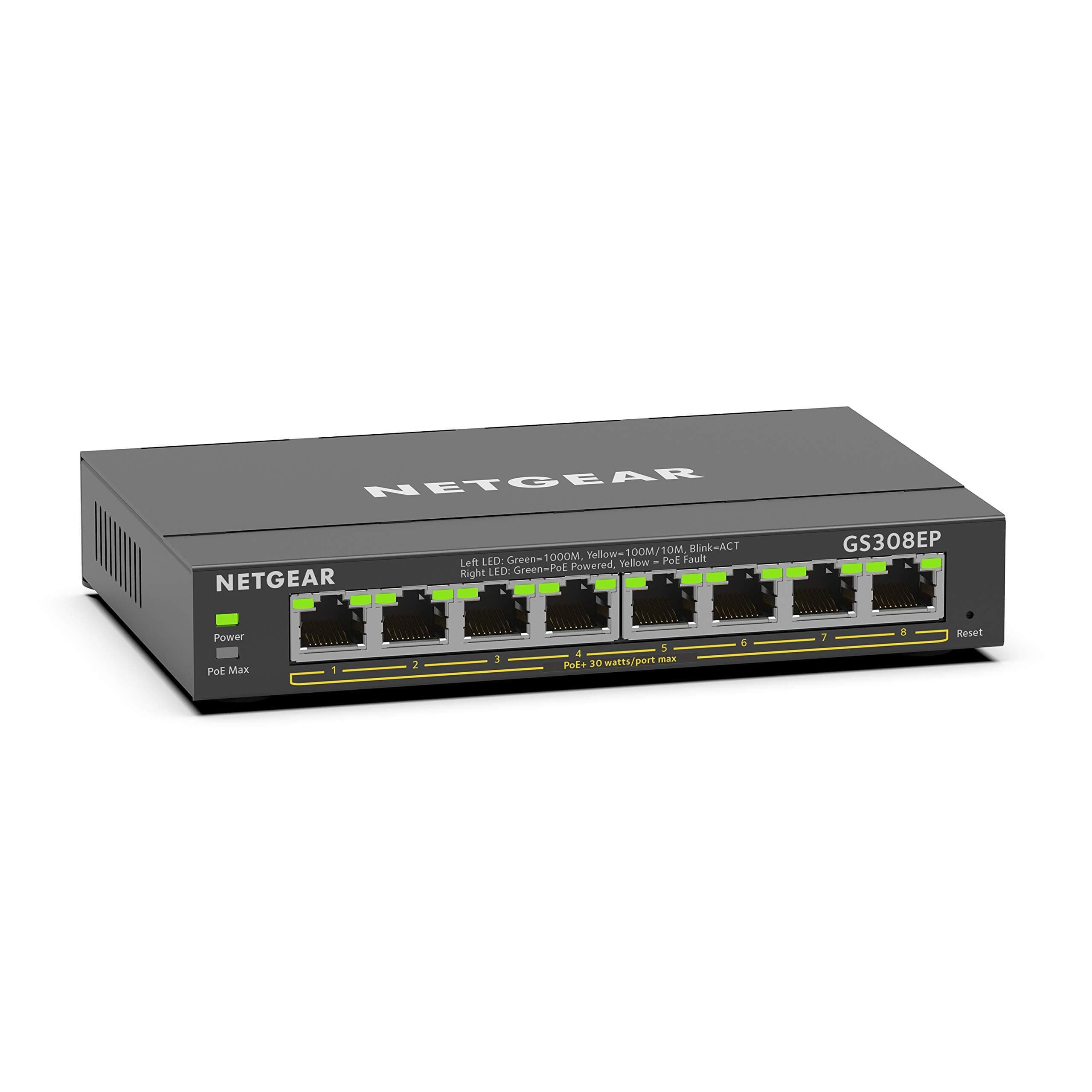 8 Port PoE Gigabit Ethernet Easy Smart Managed Essentials Switch (GS308EP) - with 8 x PoE+ @ 62W, Desktop or Wall Mount