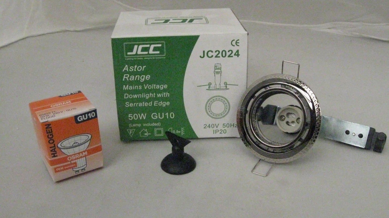 JCC Astor Range Mains Voltage Downlight with Serrated Edge, Light, GU10, 50W