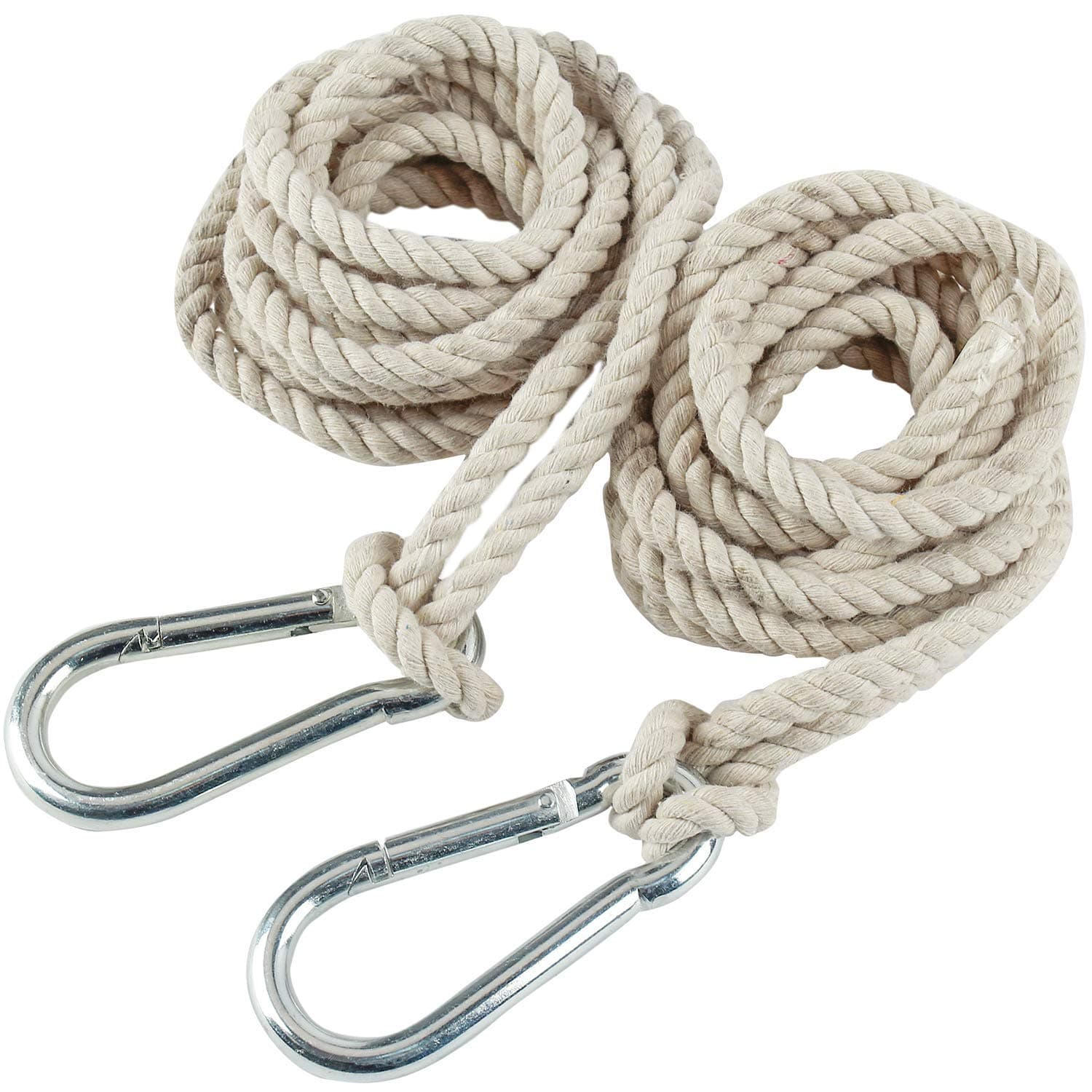 2 Tree Swing Cotton Rope Hanging Straps 9.8 FT Each with Heavy Duty Carabiner