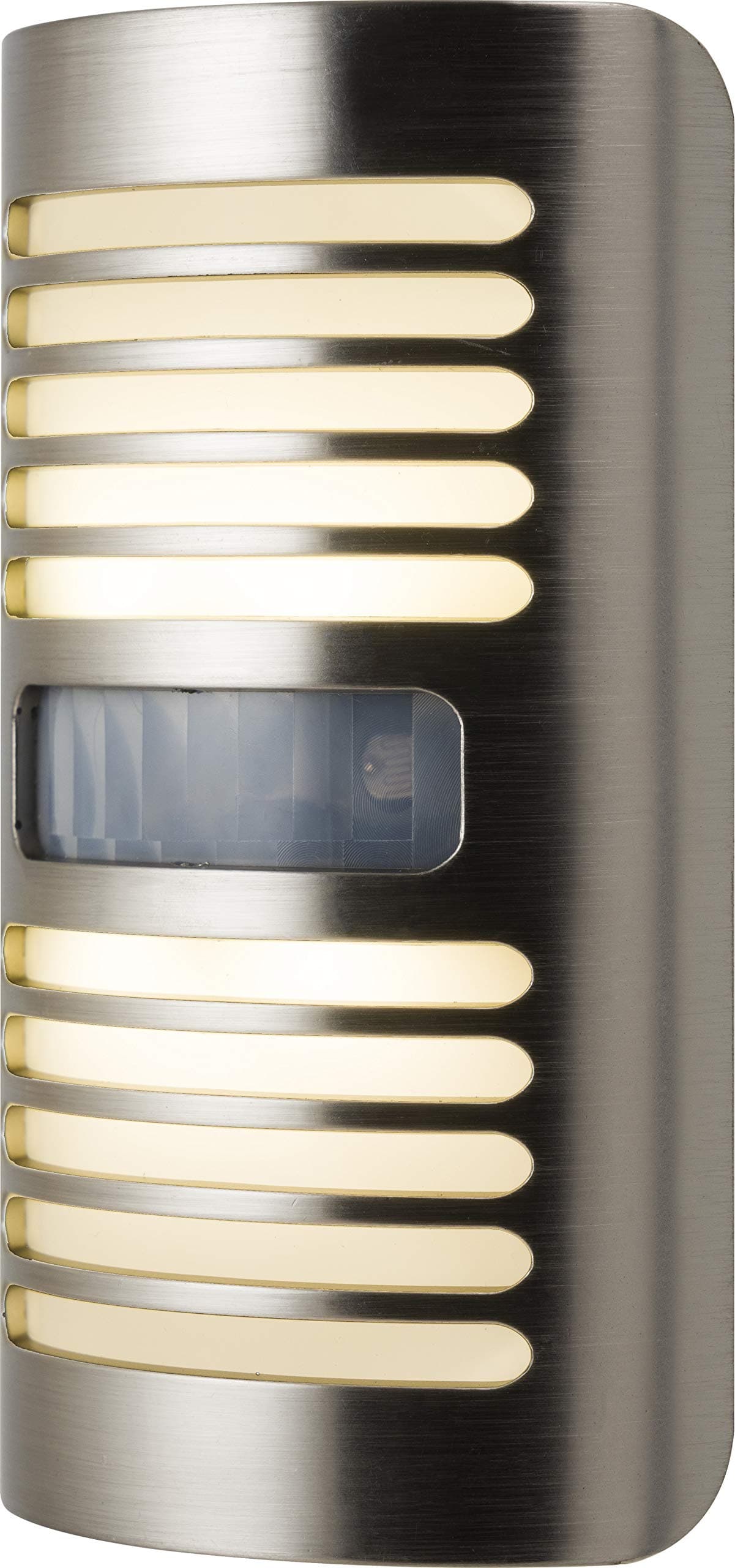 Enbrighten LED Night Light, Motion-Select Sensor, 40 Lumens, Dusk-to-Dawn, 25 ft. Detection Range, UL-Listed, Ideal for Bedroom, Nursery, Bathroom, 37299, Brushed Nickel | Louver