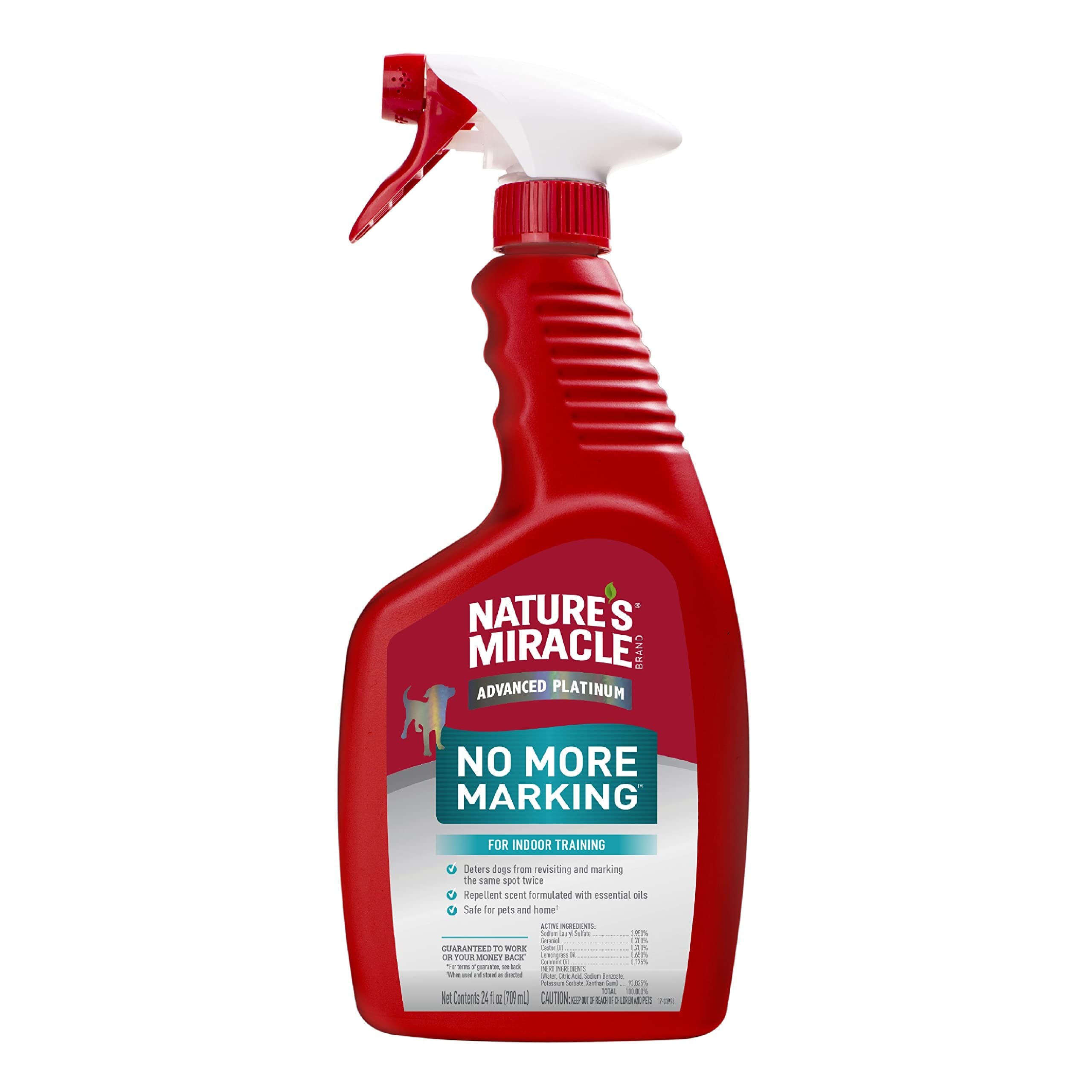 Nature's Miracle Advanced Platinum No More Marking Spray, Effective Training Aid to Eliminate Repetitive Marking Indoors, Carpets, Floors, Potty Training Spray for Dogs, Puppies, Trigger Spray - 709ml