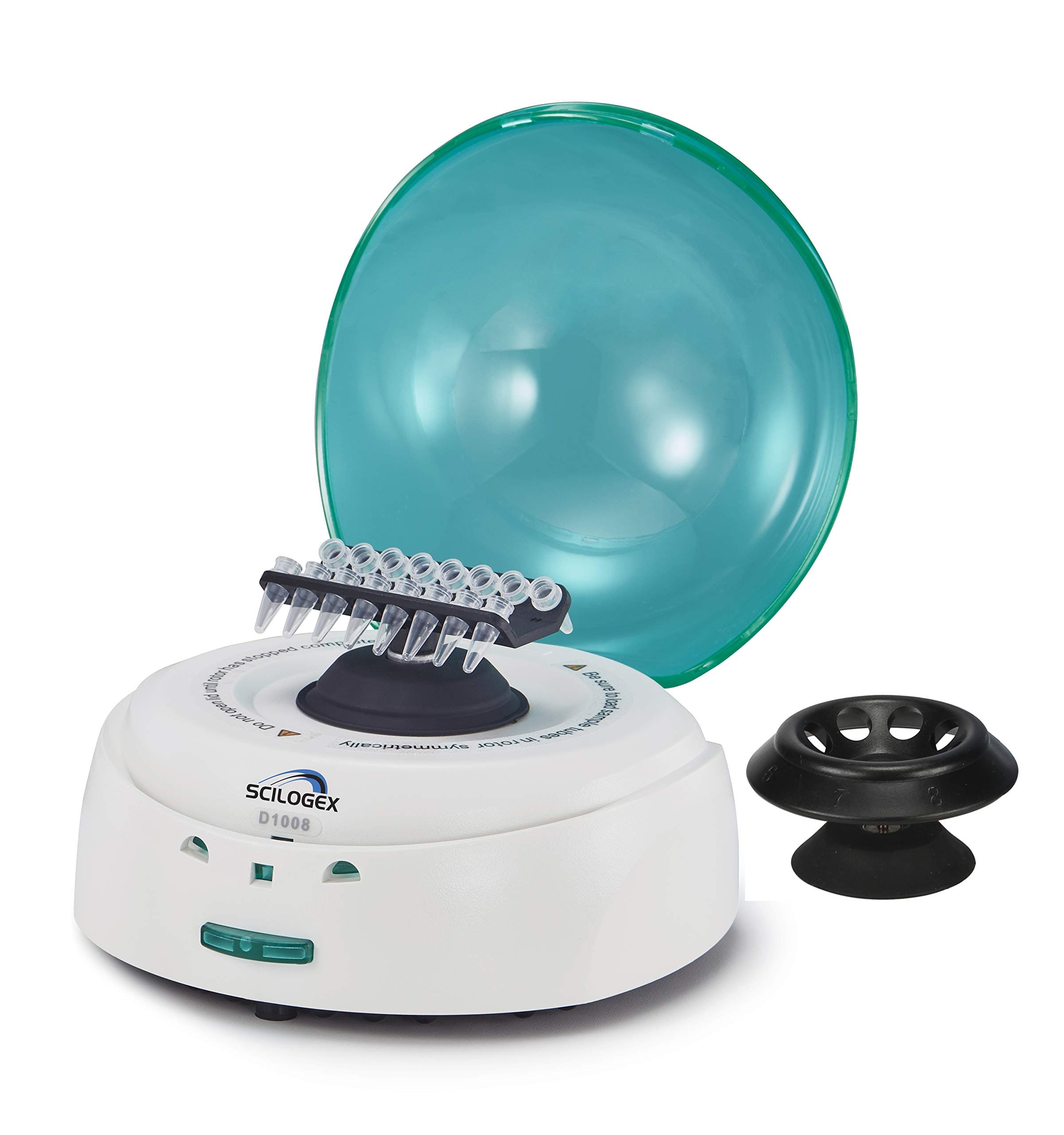 SCILOGEX EZee Mini Centrifuge – for 0.2/0.5/1.5/2.0mL Tubes & PCR8 Strips – 7,000 RPM Max Speed – Compact Benchtop Centrifuge with Timer – Green Lid