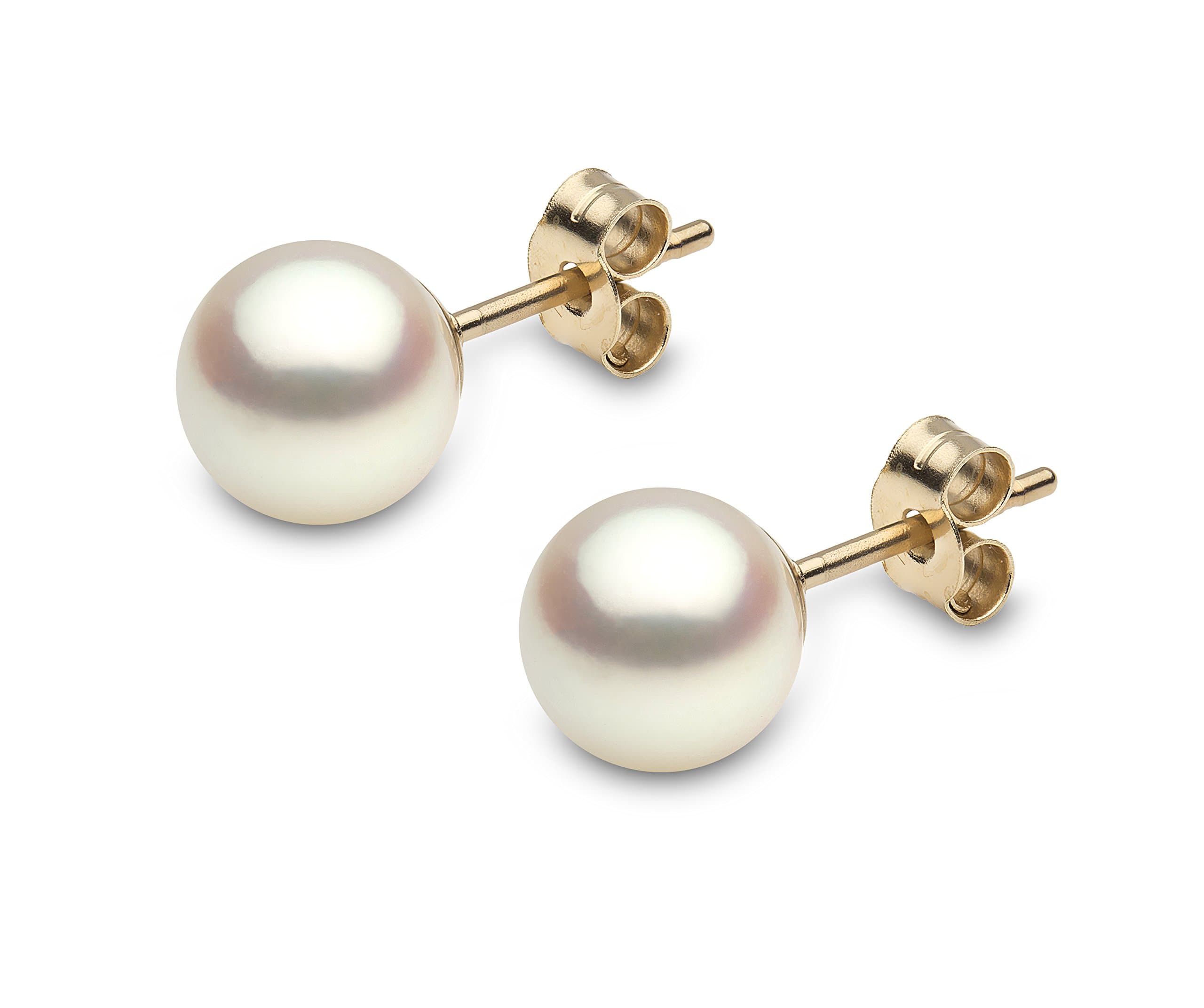 Kimura Cultured White Round Akoya Pearl Ear Studs, 9 ct
