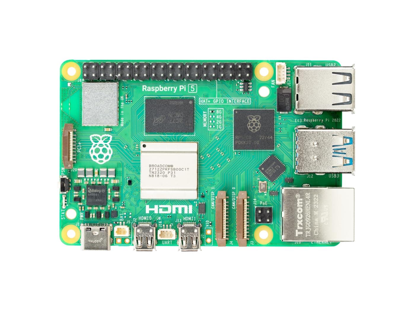Raspberry Pi 5, Single Board Computer, 4GB RAM, 2.4GHz 64-bit Quad-core Arm Cortex-A76 Processor, Bluetooth 5.0, BLE Wireless