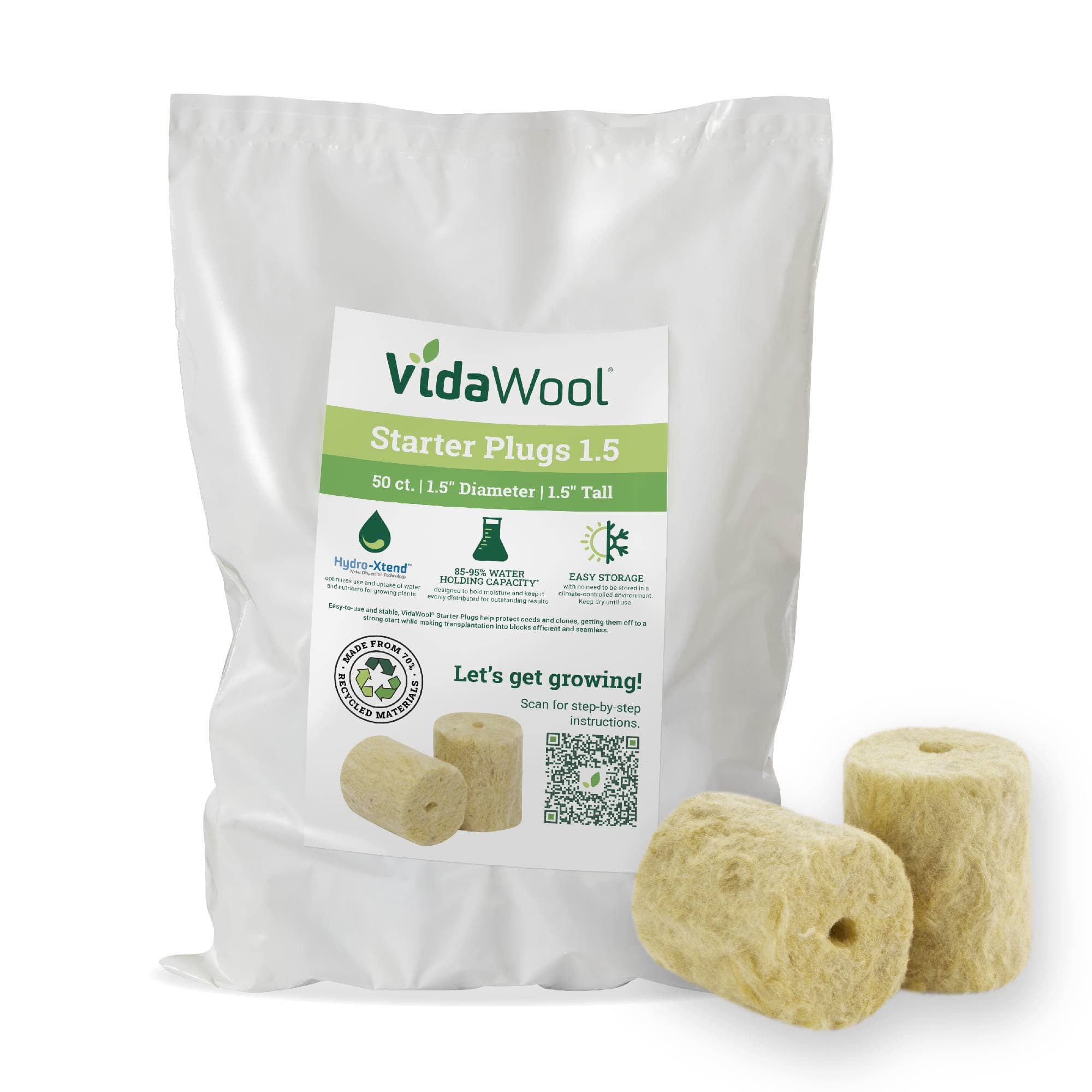 1.5" Seed Starter Plugs-Hydroponic Pods- Stone Wool-Rock Wool Cubes for Hydroponics-Plant Starter Grow Pods-Hydroponics Growing System-Garden Supplies for Plant Propagation-50 Count Bag