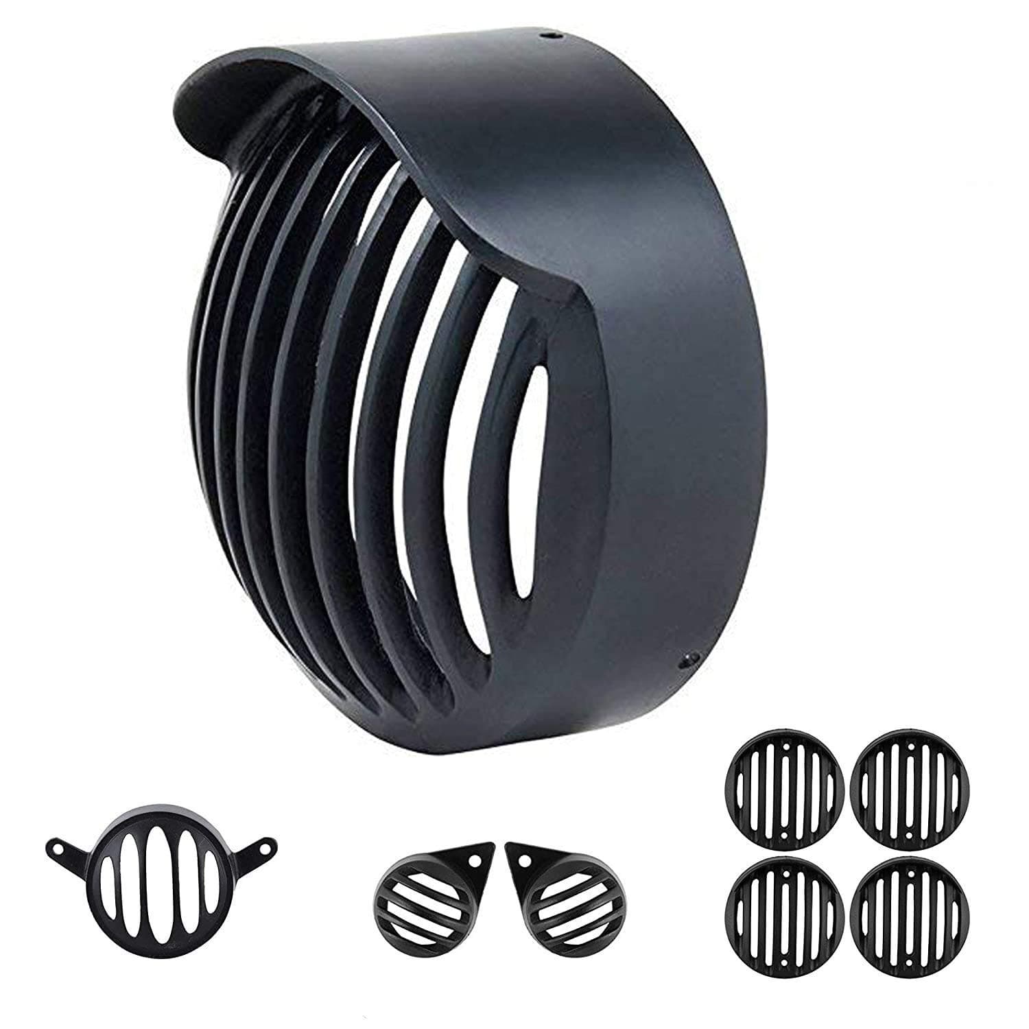 Ramanta Complete PVC Plastic Grill Set Compatible for Bullet Classic 350/500 BS-4 Model (Black with Cap, Set of 8)