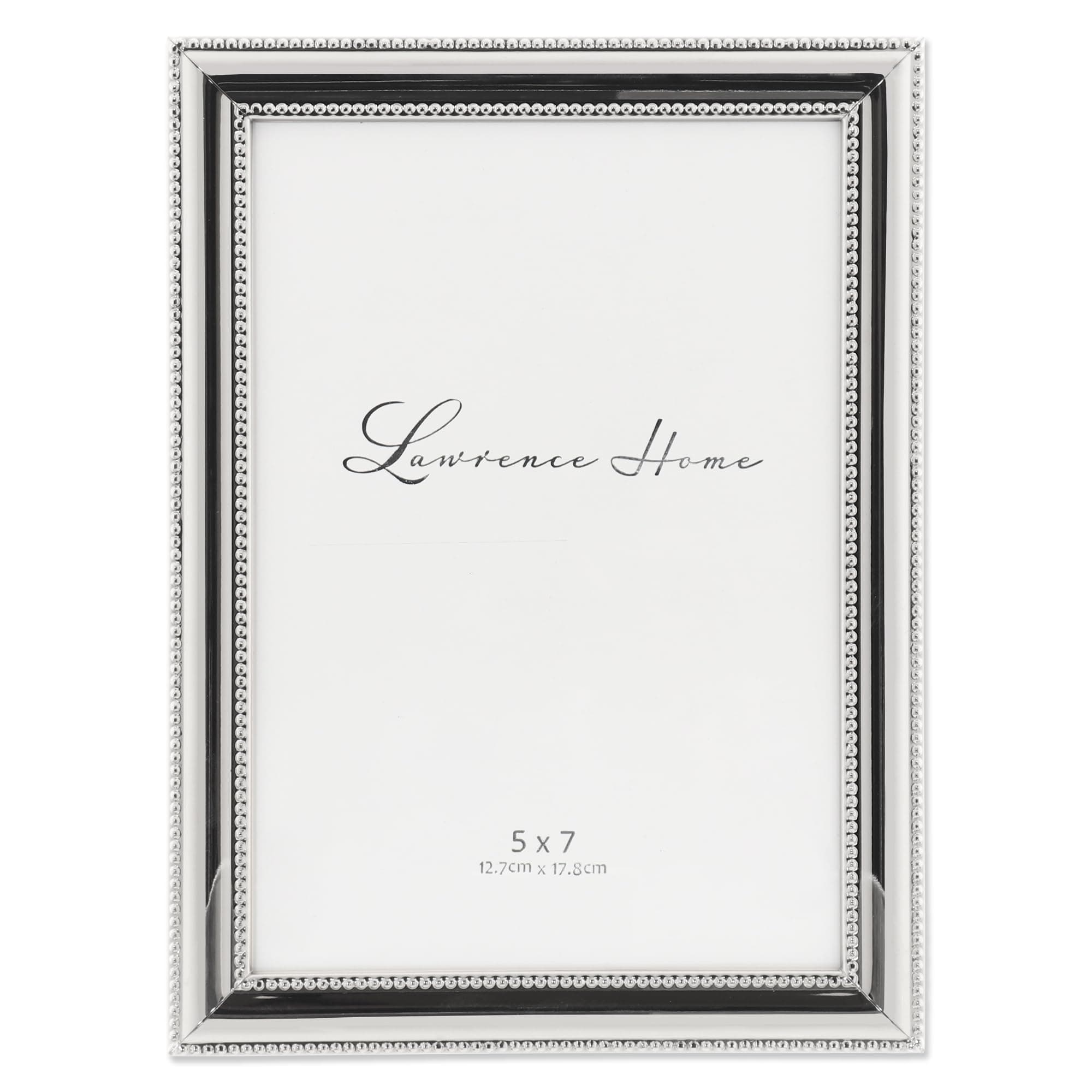 Lawrence Frames Metal Picture Frame Silver-Plate with Delicate Beading, 5 by 7-Inch