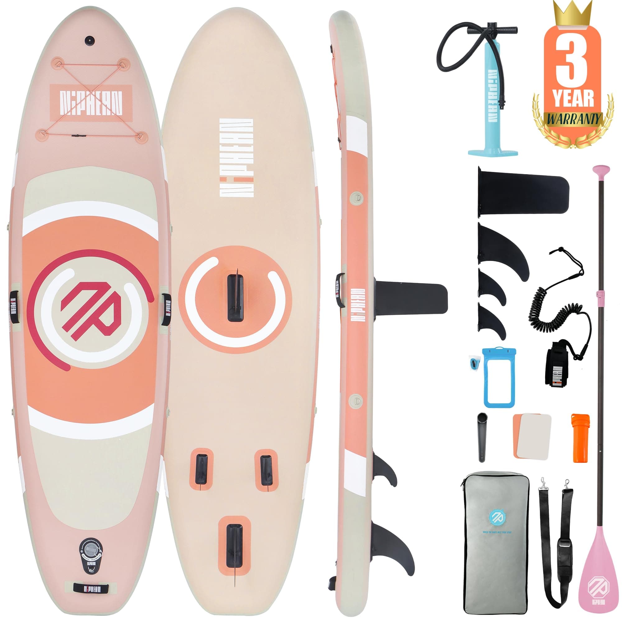 Niphean(Ultra-Light)Inflatable Paddle Board with (Beginner Friendly) StabilTrac Fin and Durable SUP Accessories, 10' Stand Up Paddle Boards for Adults & Youth, Versatile Yoga Paddle Board, Gift Ideas