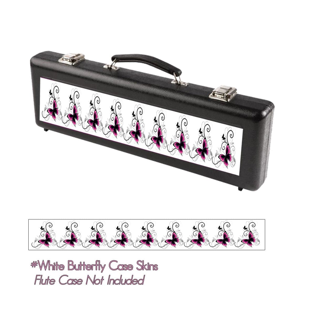 Flute Case Candy - White Butterfly Removable Flute Case Skins