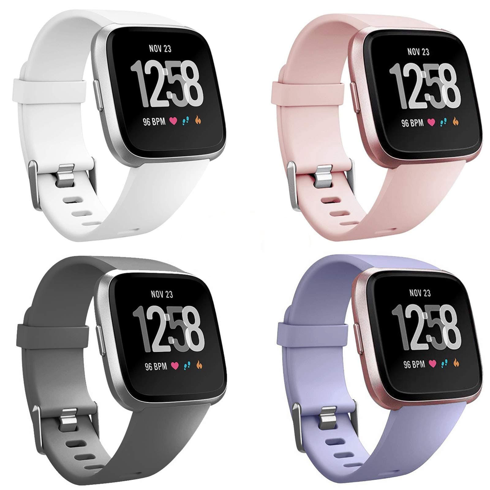 Neitooh 4 Packs Bands Compatible with Fitbit Versa/Versa 2/Fitbit Versa Lite for Women and Men, Classic Soft Silicone Sport Strap Replacement Wristband for Fitbit Versa Smart Watch Tobfit Pack 3 Slim Bands Compatible with Fitbit Versa 2 Bands/Fitbit Versa/Fitbit Versa Lite/SE, Silicone Replacement Smartwatch Wristband for Women Men, Small, Blue/Wine Red/Gray 4 Pack Stretchy Bands Compatible with Fitbit Versa 3/Fitbit Versa 4/Fitbit Sense 2/Fitbit Sense Bands Women Men, Adjustable Elastic Breathable Loop Nylon Replacement Straps for Fitbit Sense & Versa 3 GELISHI Compatible for Fitbit Versa 2 Bands All Round Protective Case Rugged Sport Band Wristbands for Men Women, Army Green