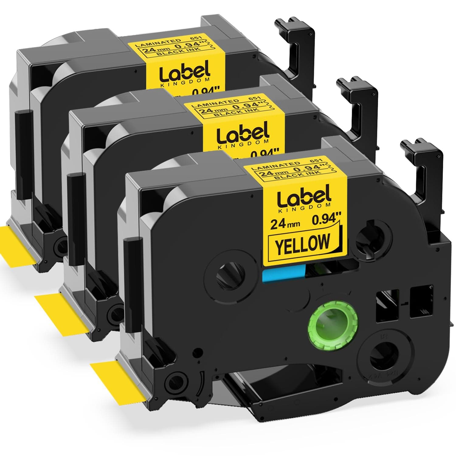 - Label KINGDOM Compatible Label Tape Replacement for P-Touch TZe-651 TZe651 TZ651 TZ-651 Label Tape, Black on Yellow, 24mm x 8m, 0.94 Inch x 26.2 Feet, Work with PT-D600 PT-D600VP Label Maker, 3-Pack