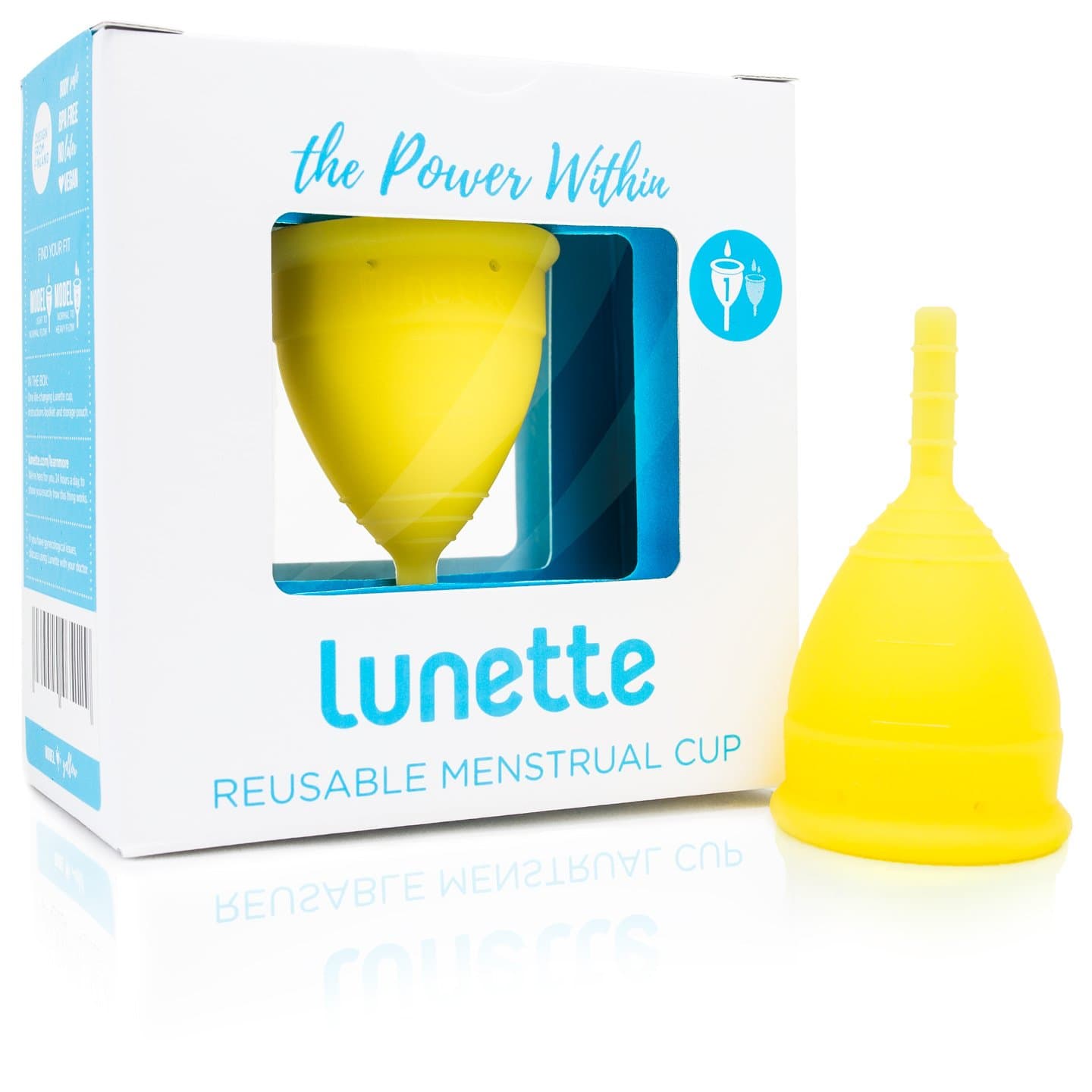 Lunette Reusable Menstrual Cup - Yellow - Model 1 for Light Flow - (Multilanguage Pack)