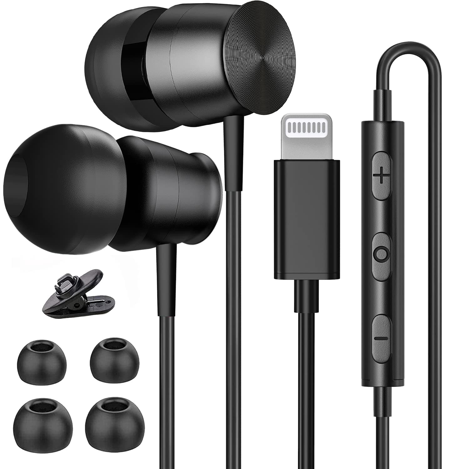 Lightning Headphones for iPhone 13/14/12 Pro Max - MFi Certified Lightning Earbuds with Mic, Noise Isolation, Stereo Bass - Wired Earphones for iPhone 11/XR/SE