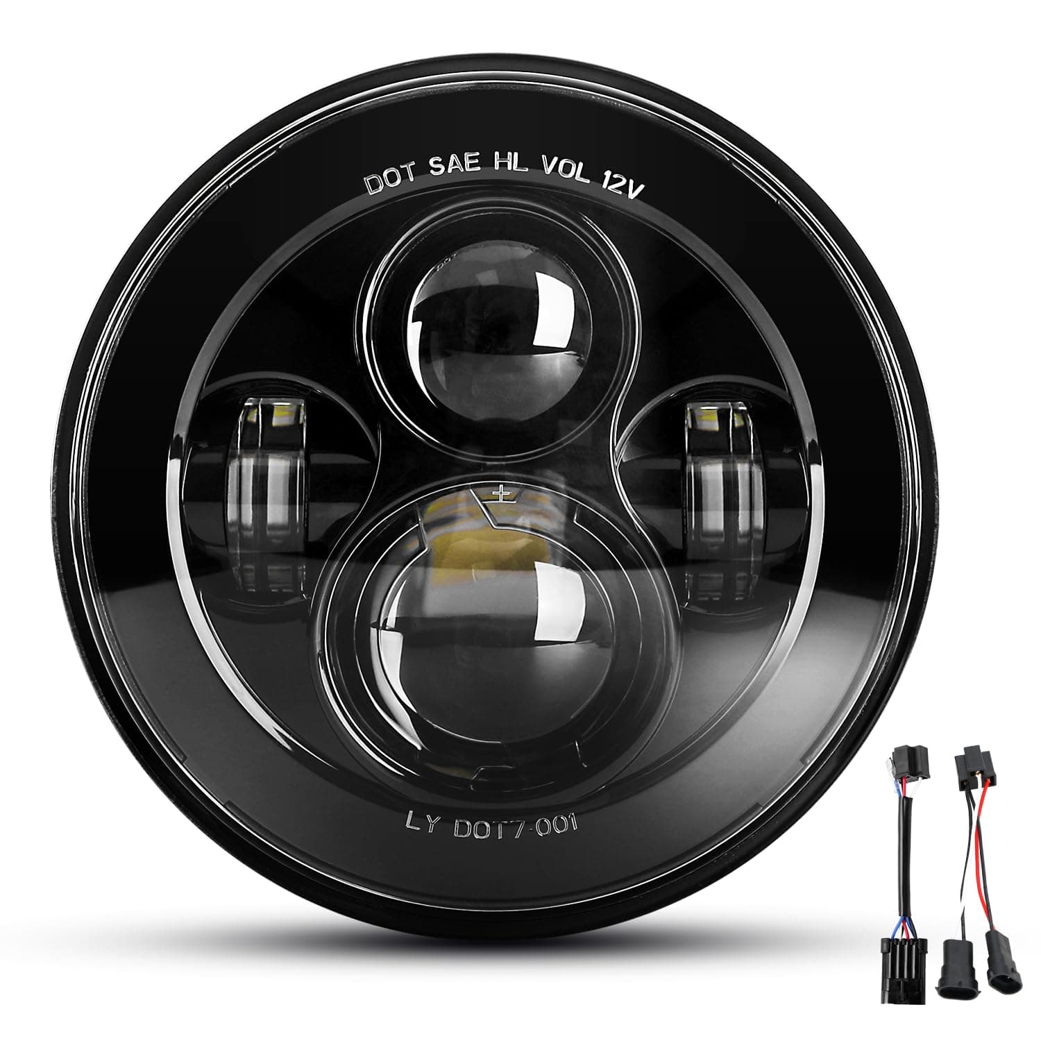 Dot Approved 7Inch Black LED Daymaker Headlight for Harley Davidson Motorcycle Tour,FLD,Softail Heritage,Street Glide,Road King,Electra Glide,Yamaha V-Star Road Star Jeep Wrangler