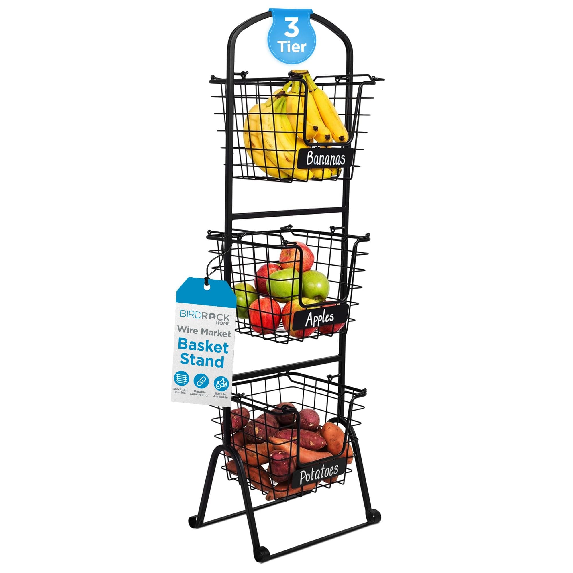 3-Tier Wire Stacking Basket Stand