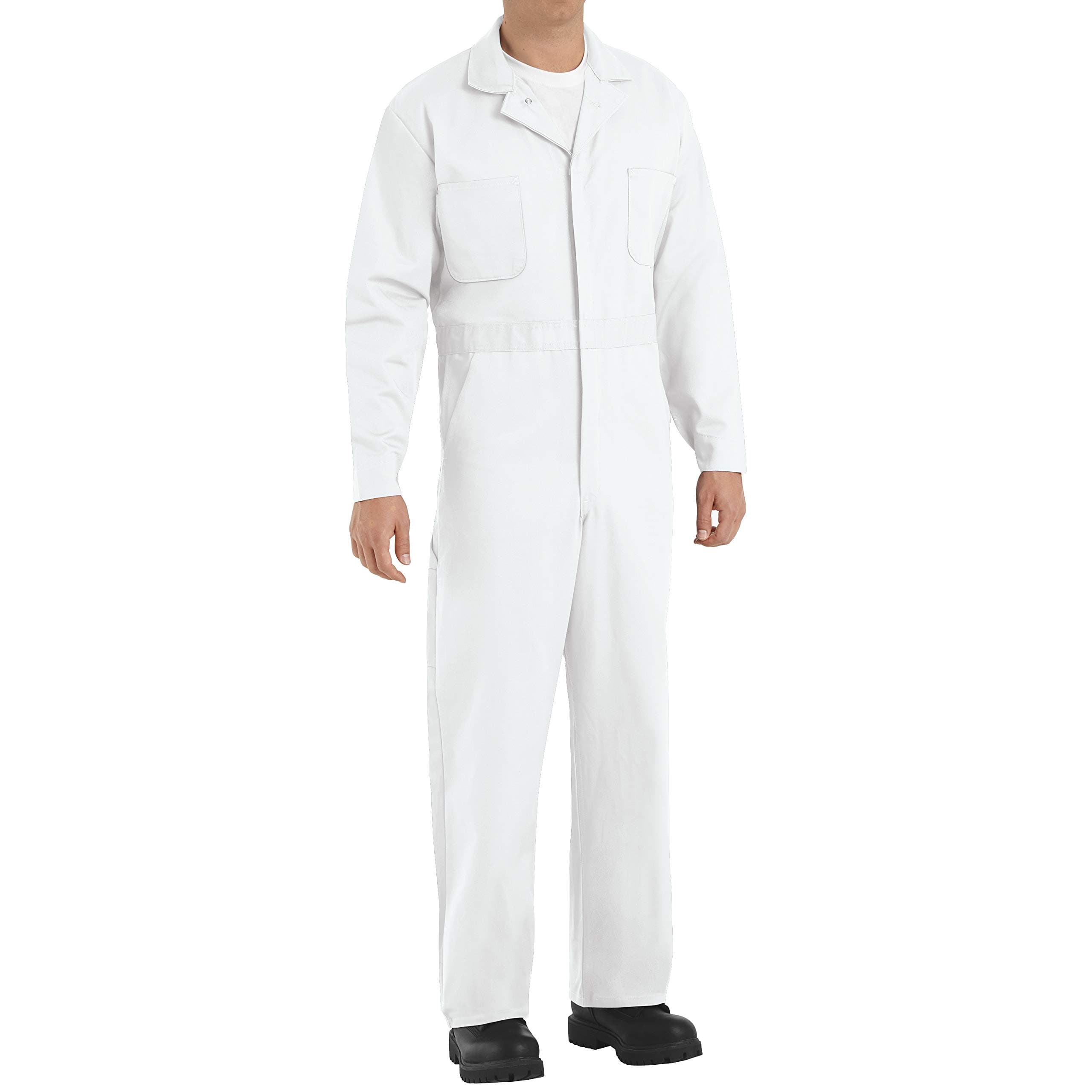 Red Kap Men's Button-Front Cotton Coverall, White, 60