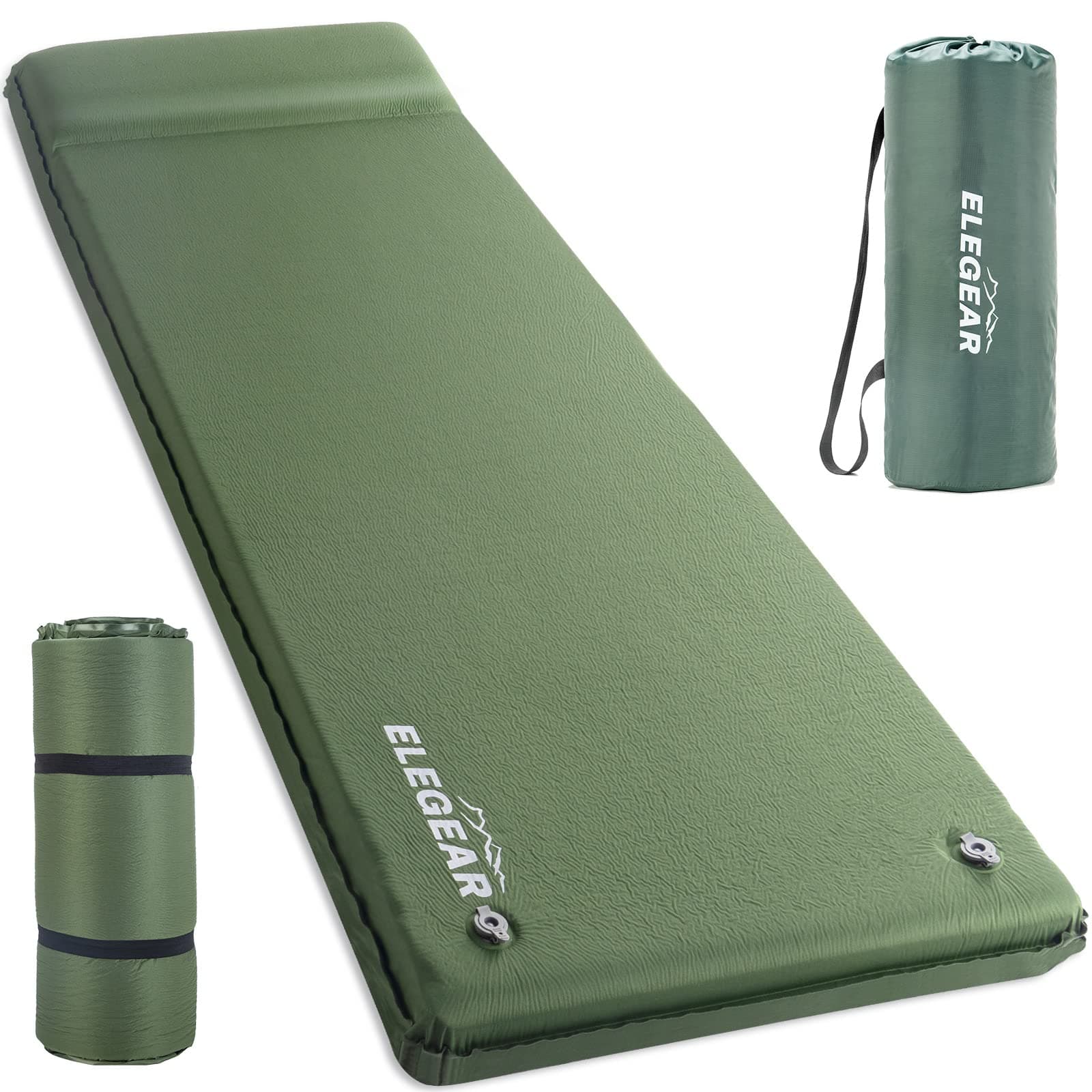 Elegear CumbreX™ Self Inflating Sleeping Pad, 3.15" Ultra-Thick Memory Foam Camping Pad with Pillow Fast Inflating in 20s Insulated Camping Mattress Pad 4-Season Camp Sleeping Mat for Camp/Travel/Tent