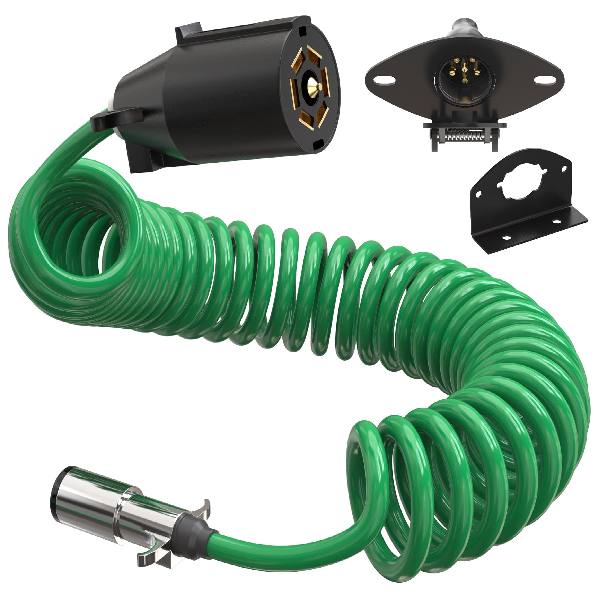 LATCH.IT RV 7 to 6 Trailer Wire Kit | V2.0 | Weatherproof 7 pin to 6 pin Trailer Cable | Flexible Coiled Cable Stretches to 8 ft | Plug-N-Play Cord | Perfect Solution for Your RV & Towed Vehicle