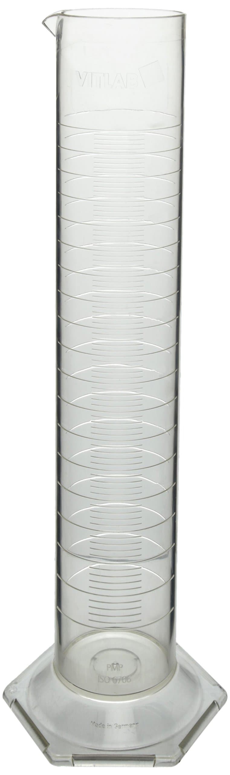 CBV-V65095-E1 Polymethylepentene Plastic Class A Graduated Cylinder With Molded Graduations, 250mL Capacity