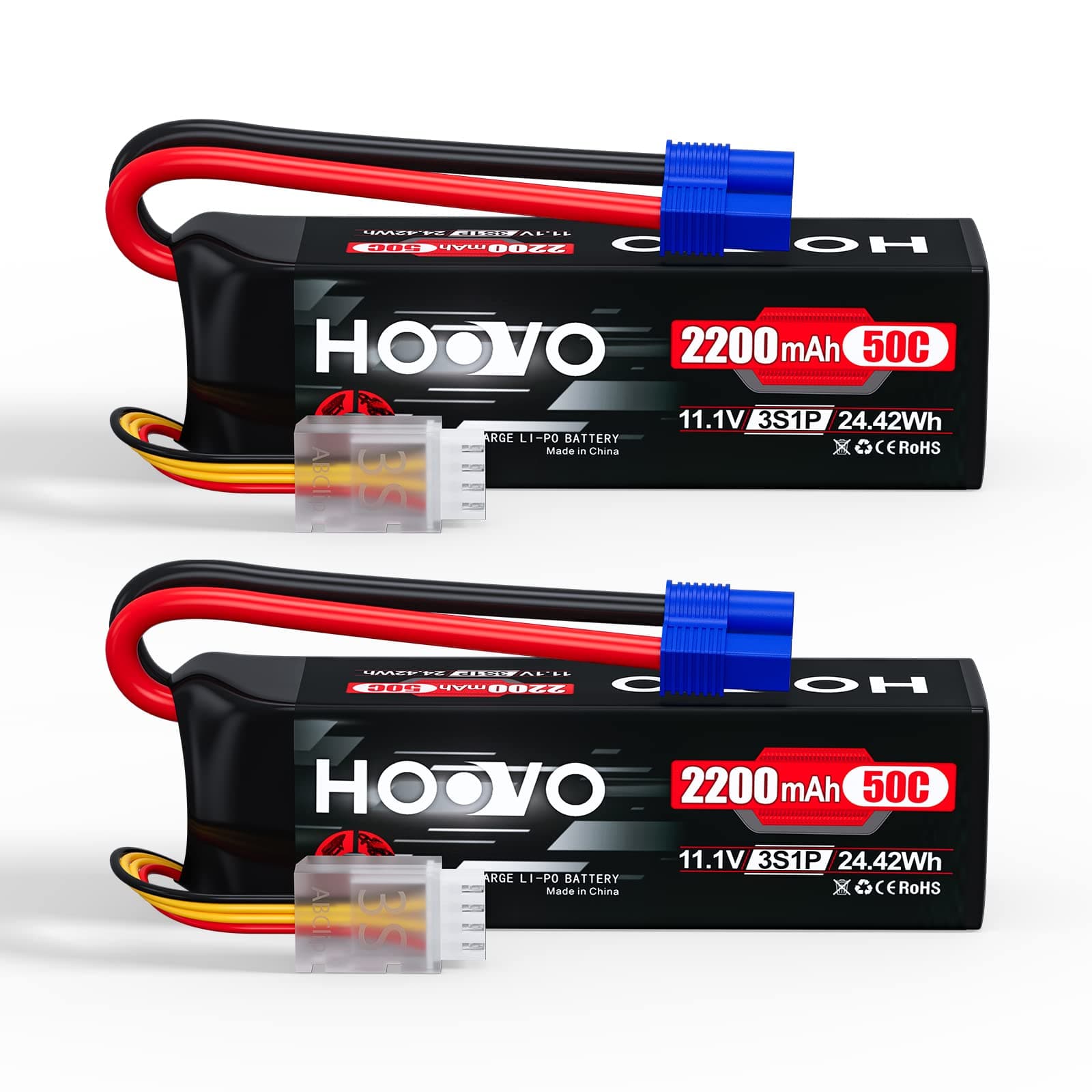 3S 11.1V Lipo Battery 2200mAh 50C with EC3 Plug for RC Car Boat Truck Multi-Motor Heli Airplane Quadcopter Helicopter Hobby