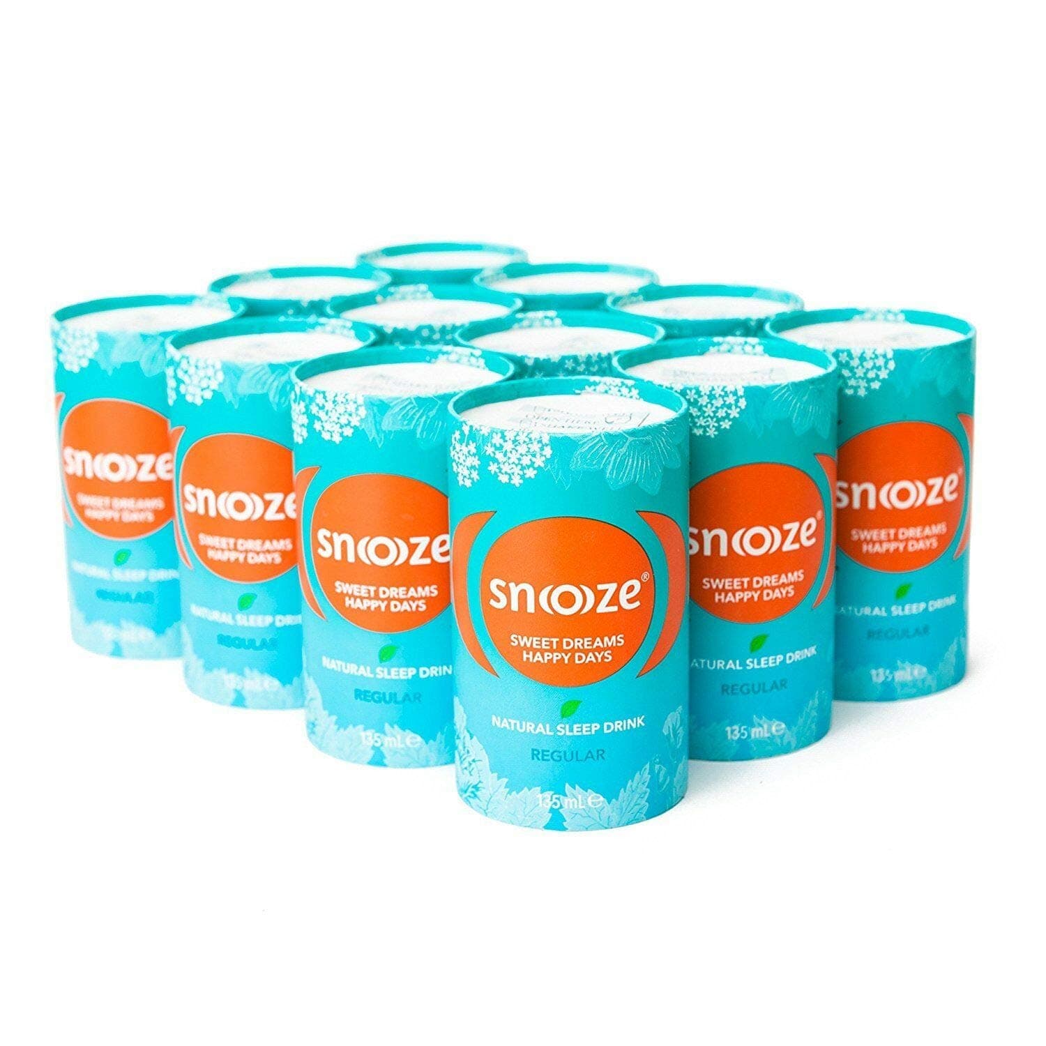 Snoooze Sleep Aid Drink, Night Time Liquid Sleeping Supplement (Regular) All Natural, Vegan, Herbal Alternative to Melatonin, Tea, Pills - Contains Valerian, Lemon Balm (12-pack 4.6oz cans)