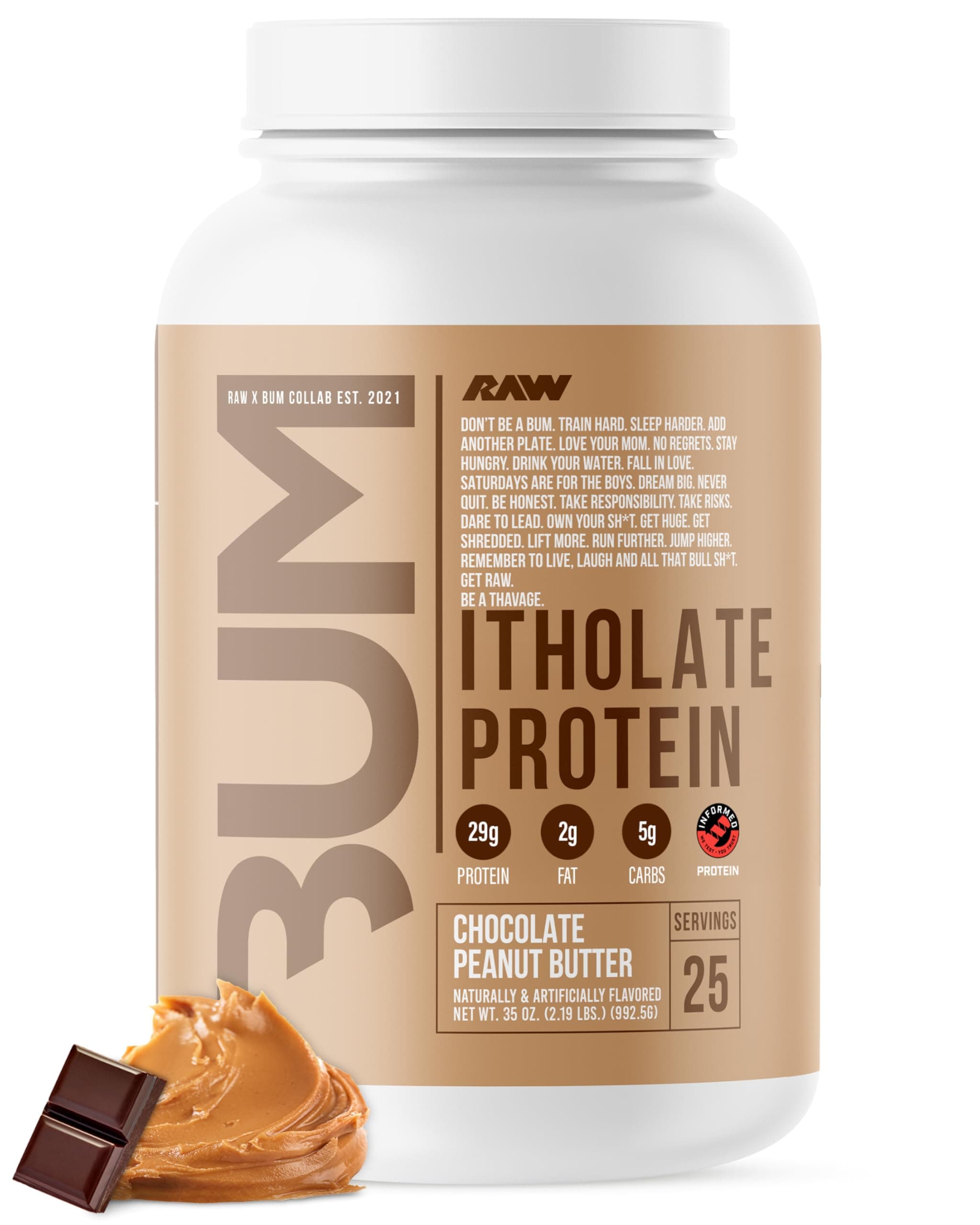 RAW Whey Isolate Protein Powder, Chocolate Peanut Butter (CBUM Itholate Protein) - 100% Grass-Fed Sports Nutrition for Muscle Growth & Recovery - Low-Fat, Low Carb, Naturally Flavored - 25 Servings …