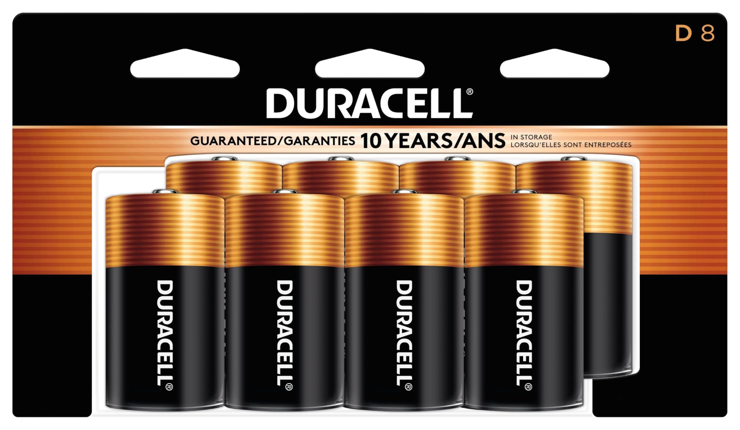 Coppertop D Batteries, 8 Count Pack, D Battery with Long-lasting Power, All-Purpose Alkaline D Battery for Household and Office Devices
