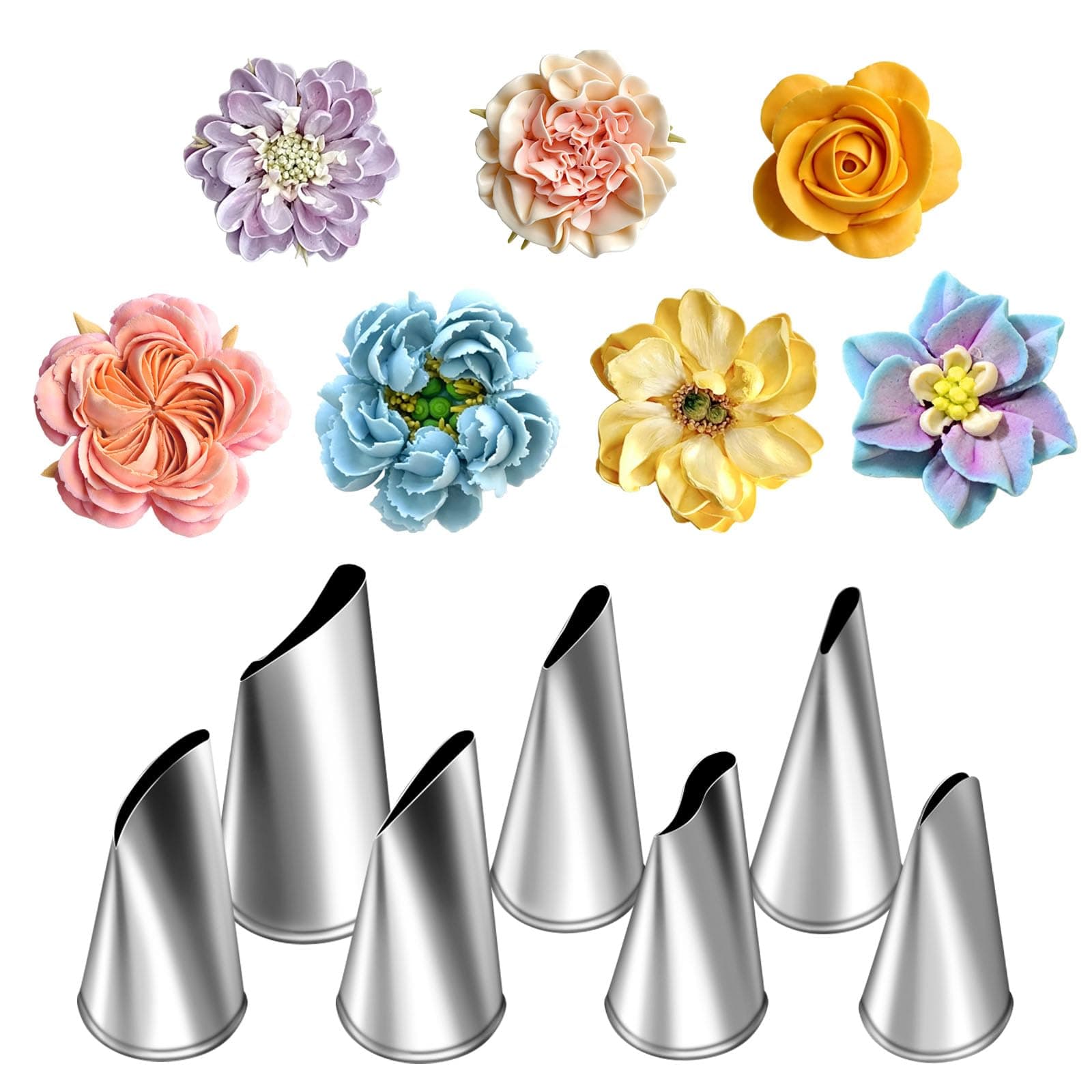 Hendiy 7Pieces/set Cake Decorating Tips Set Cream Icing Piping Fondant Rose Nozzle Pastry Tools Fondant Decorating Tools