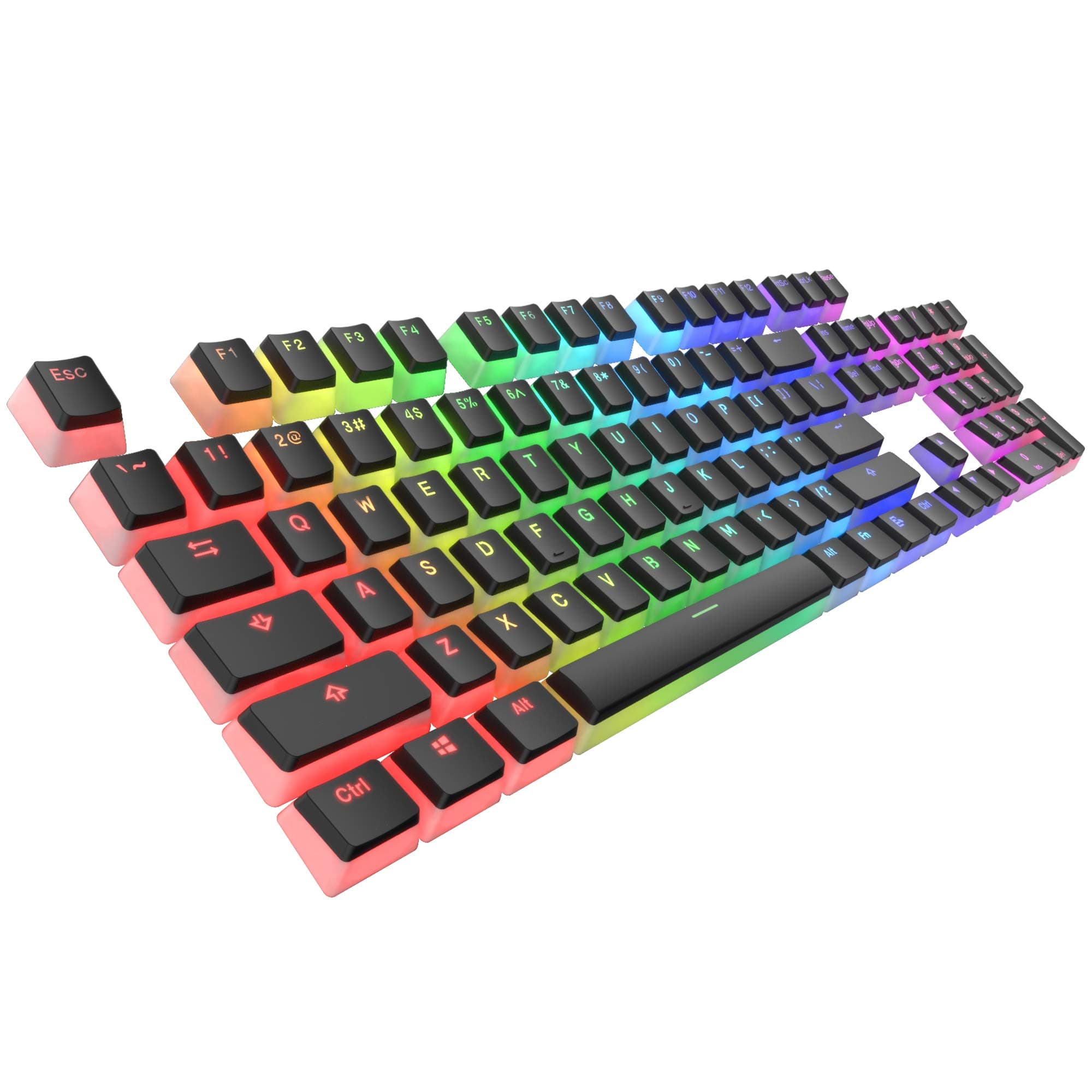 TECWARE Pudding PBT Keycaps Set with Keycap Puller - Full Keys 112 Keys, Double-Shot for Mechanical Keyboards, OEM Profile, Clear and Black Jelly-Style Gaming Keycaps (US, ANSI)