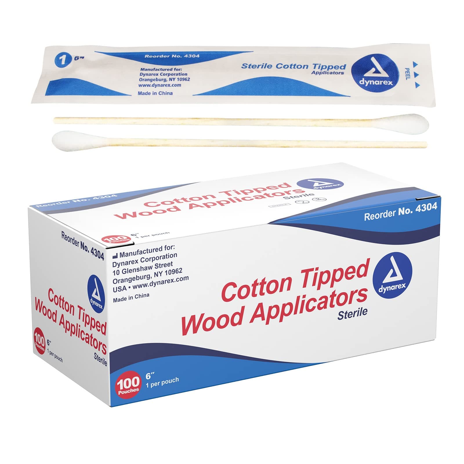 Cotton Tip Applicator, Sterile- 6'' long. (100/pk)